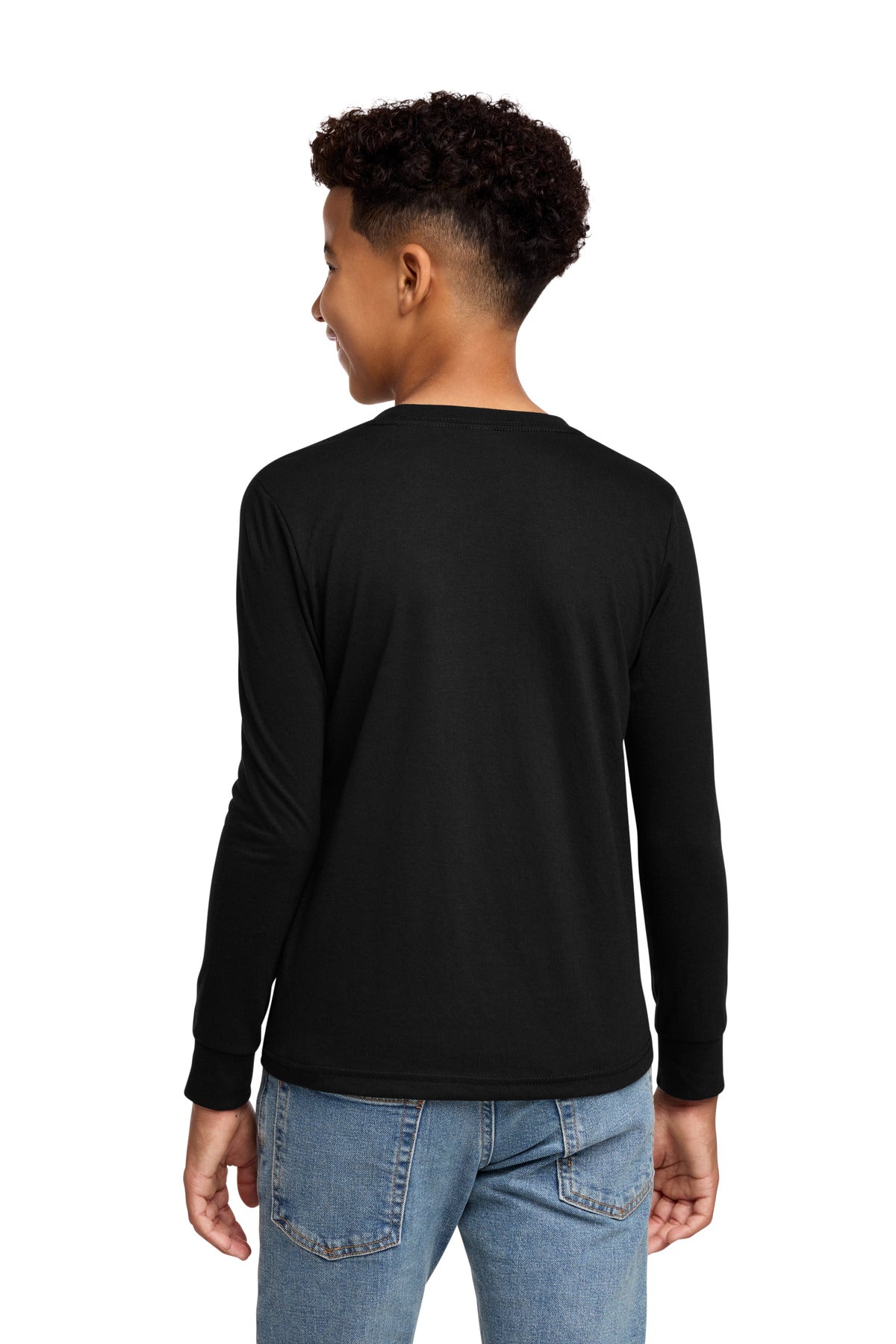 District Youth Perfect Tri Long Sleeve Tee DT132Y - Black - back