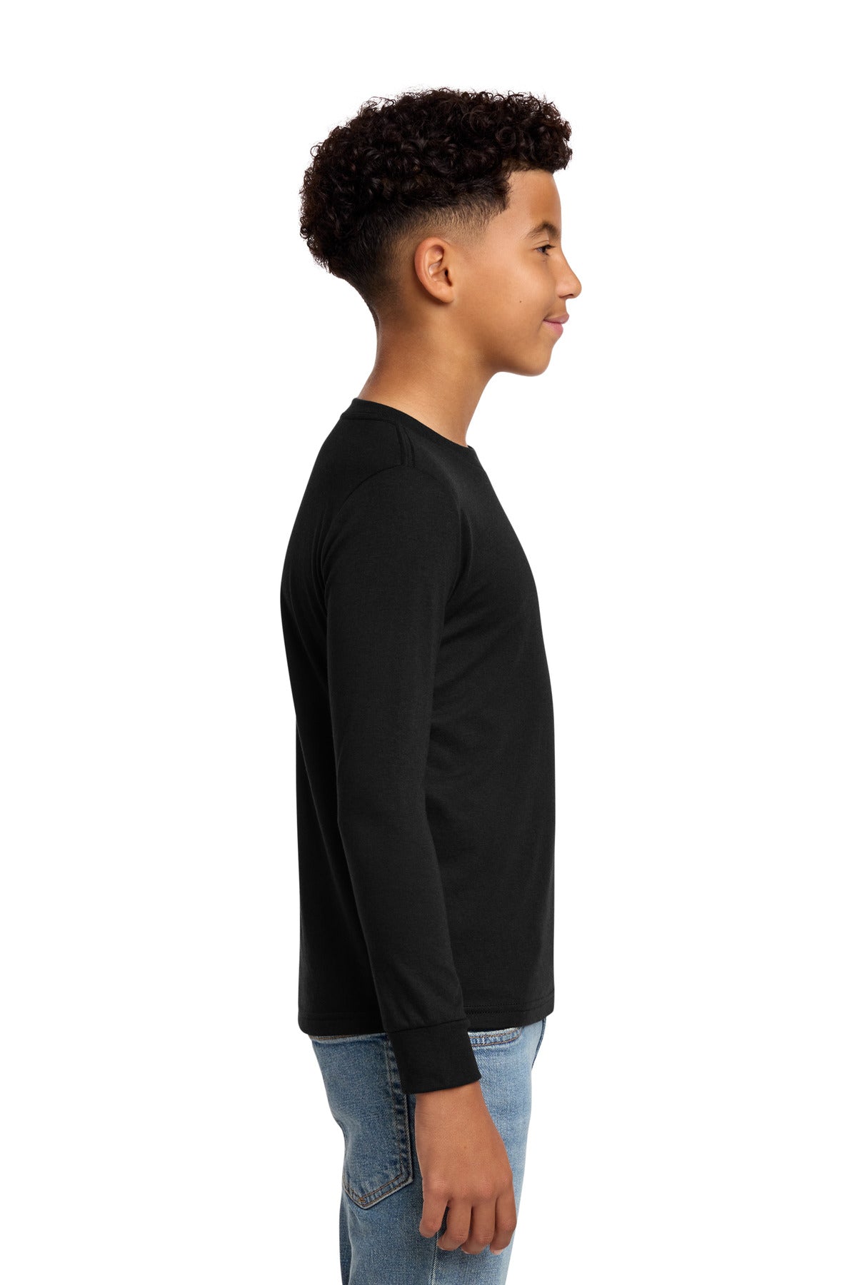 District Youth Perfect Tri Long Sleeve Tee DT132Y - Black - side
