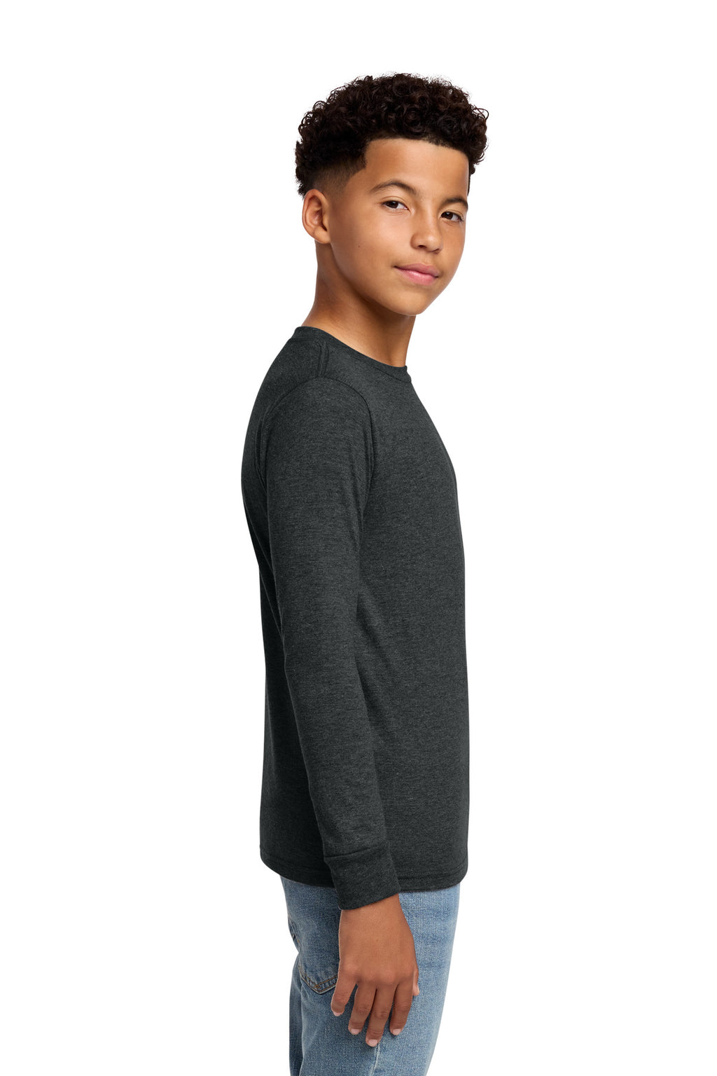 District Youth Perfect Tri Long Sleeve Tee DT132Y - Black Frost - side