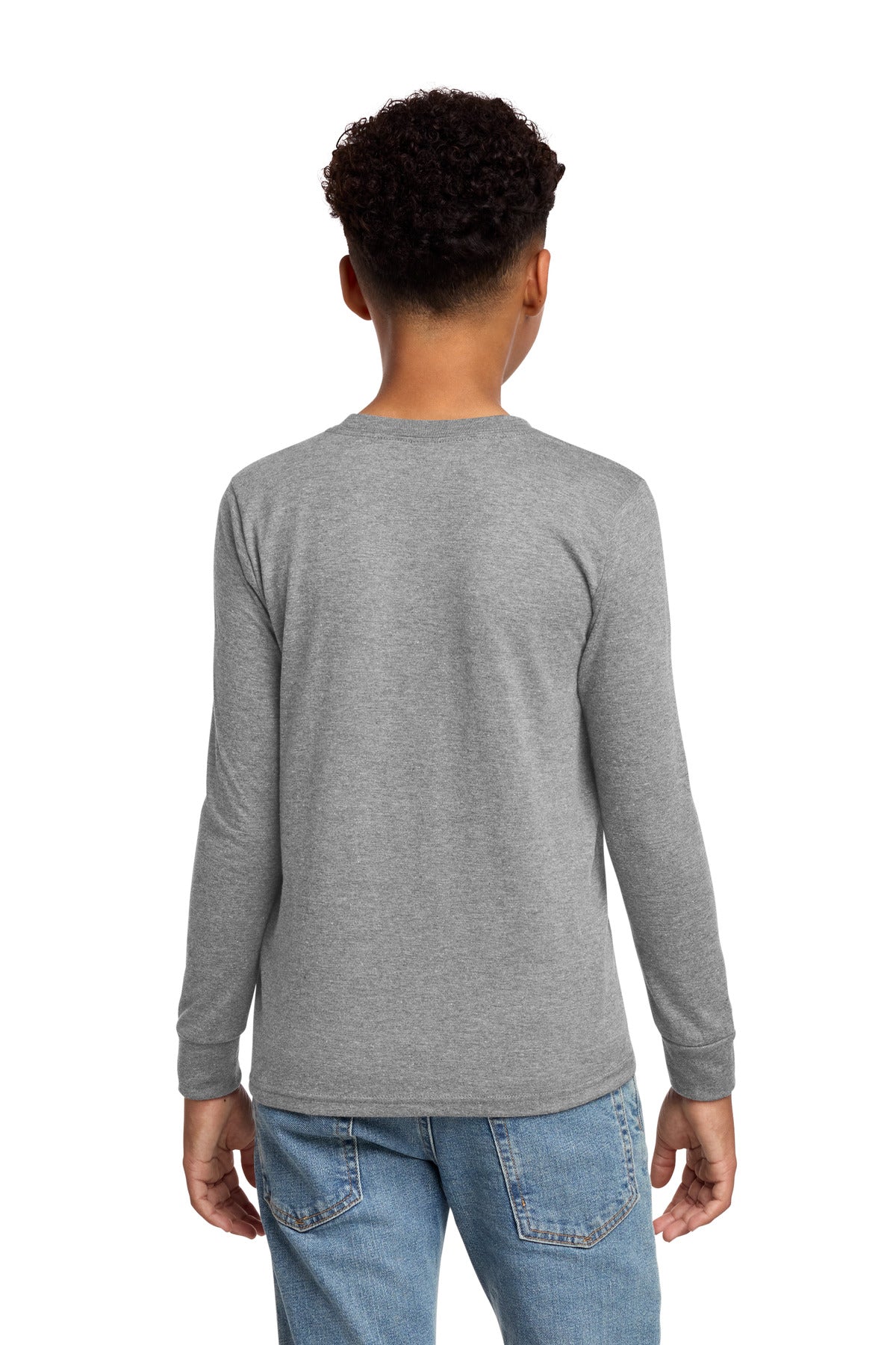 District Youth Perfect Tri Long Sleeve Tee DT132Y - Grey Frost - back