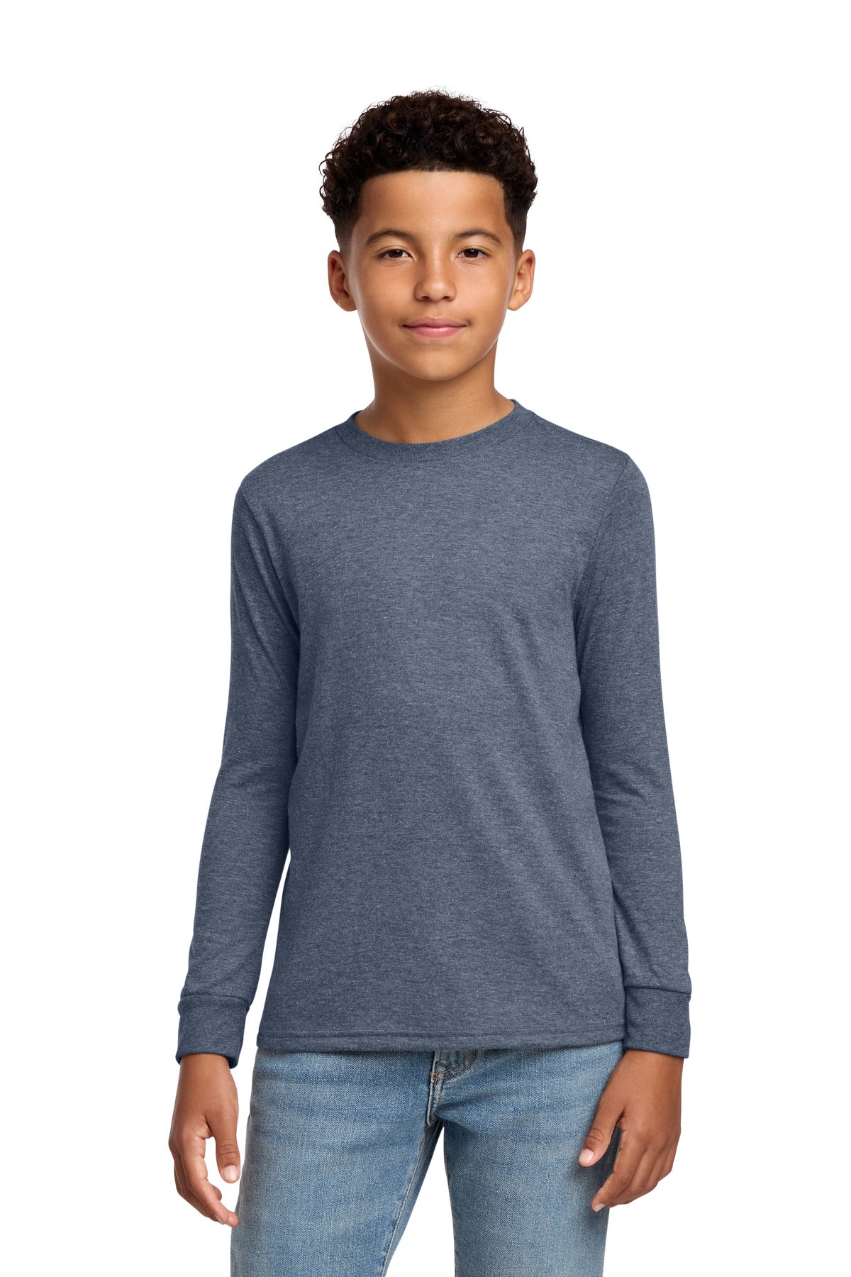 District Youth Perfect Tri Long Sleeve Tee DT132Y - Navy Frost - front