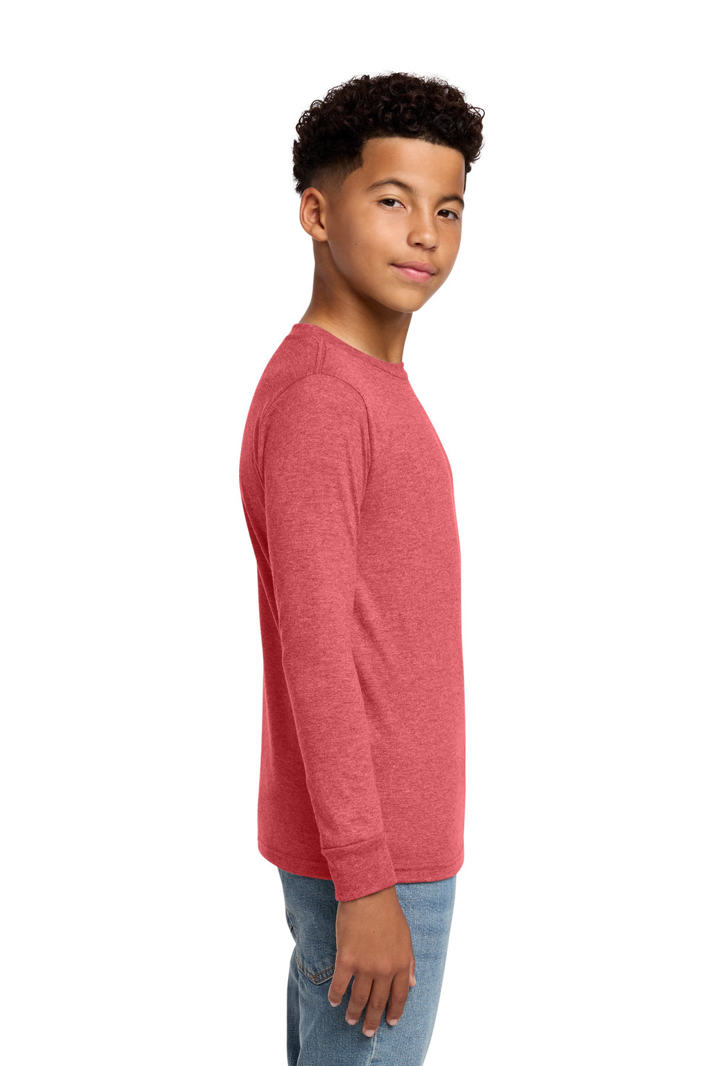 District Youth Perfect Tri Long Sleeve Tee DT132Y - Red Frost - side