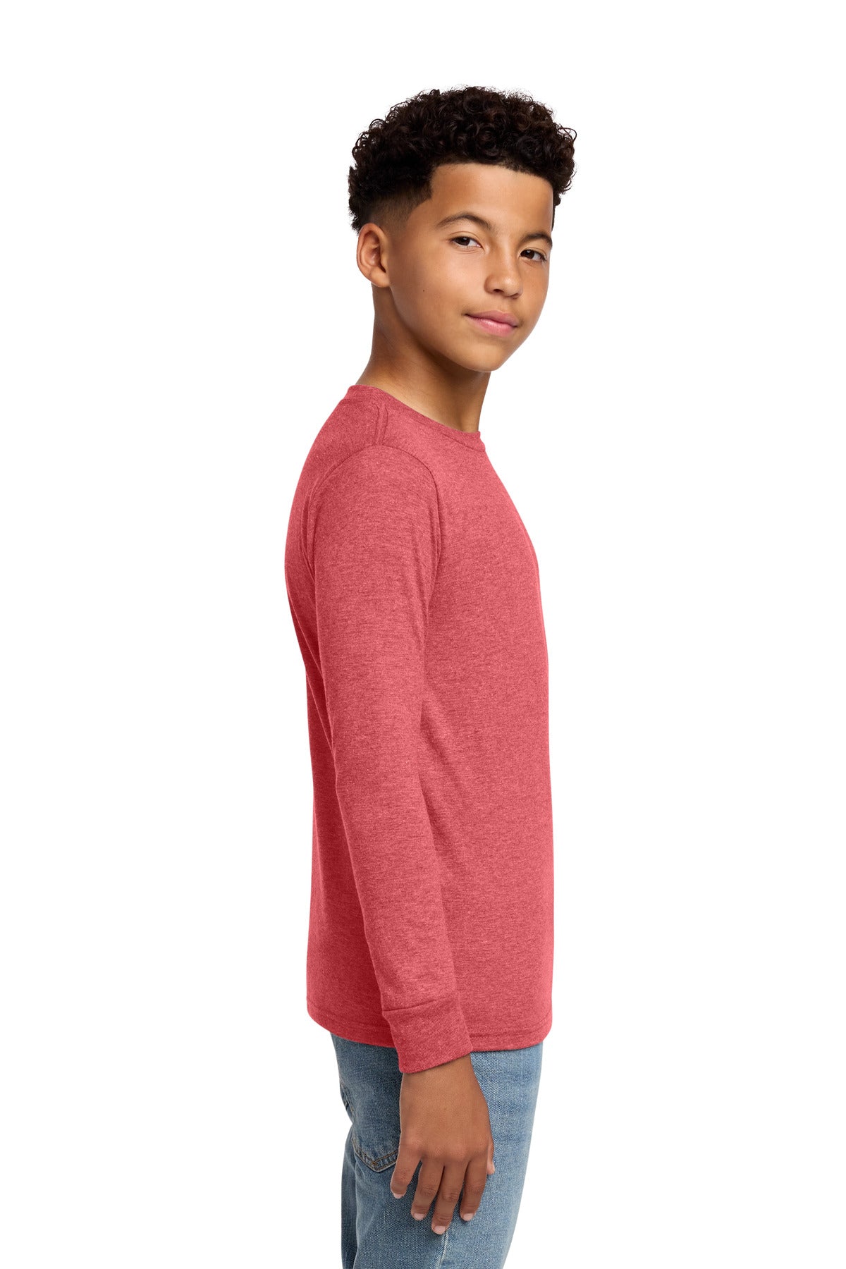 District Youth Perfect Tri Long Sleeve Tee DT132Y - Red Frost - side