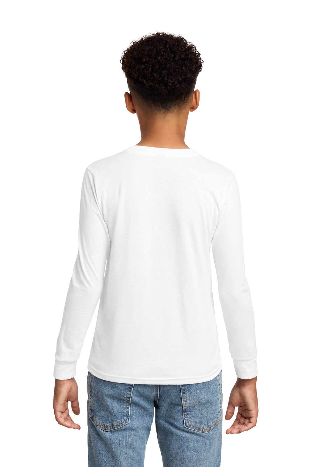 District Youth Perfect Tri Long Sleeve Tee DT132Y - White - back