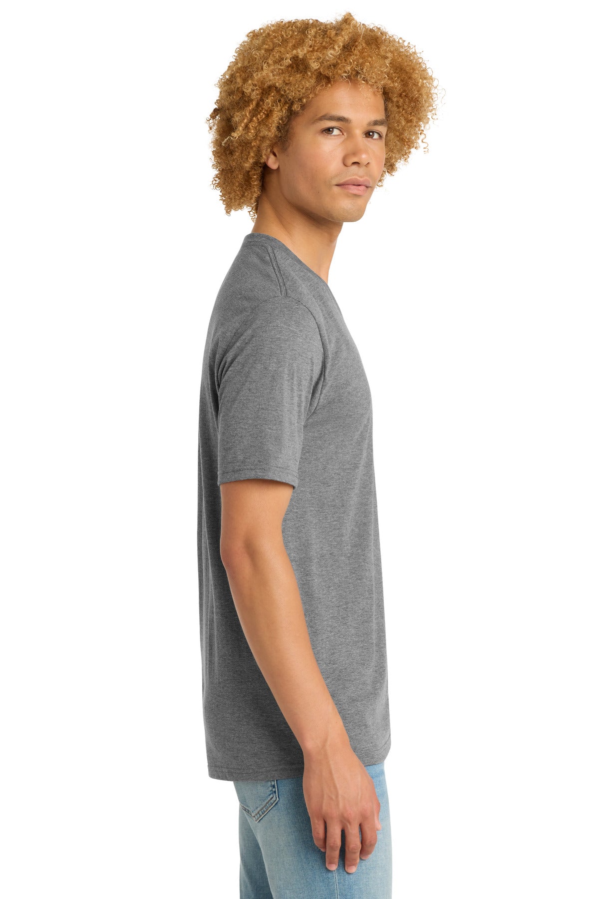 District Perfect Tri V-Neck Tee. DT1350 - Grey Frost - side