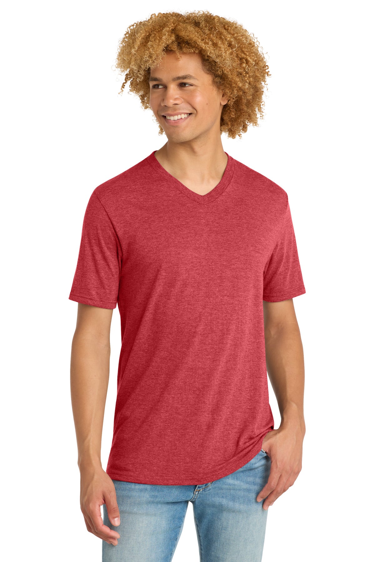 District Perfect Tri V-Neck Tee. DT1350 - Red Frost - front