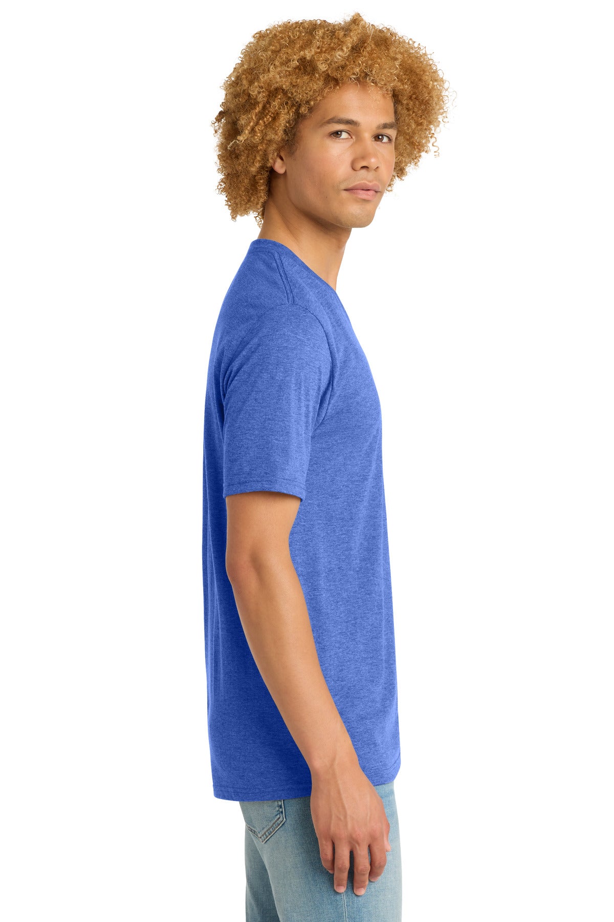 District Perfect Tri V-Neck Tee. DT1350 - Royal Frost - side