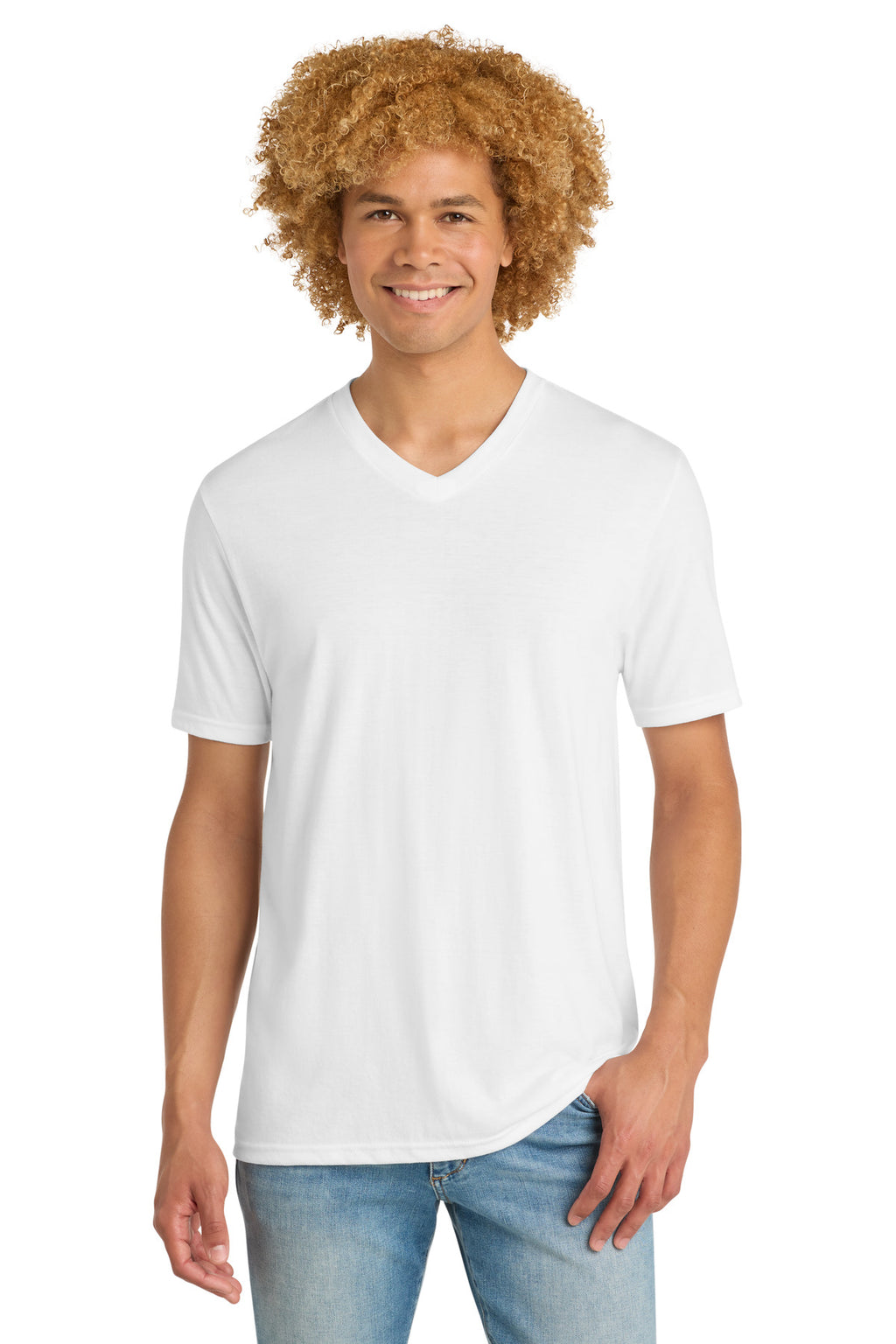 District Perfect Tri V-Neck Tee. DT1350 - White - front