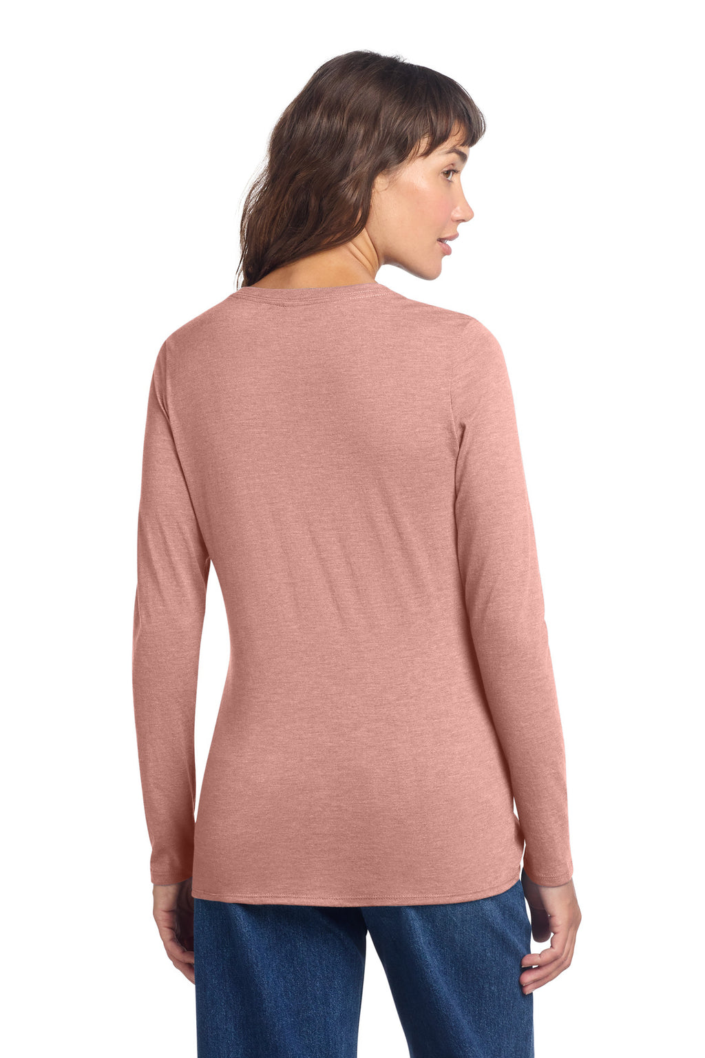 District Women's Perfect Tri Long Sleeve V-Neck Tee DT135 - Blush Frost - back