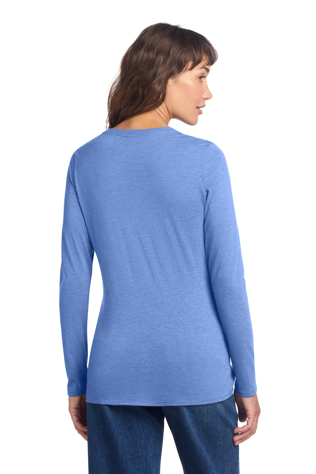 District Women's Perfect Tri Long Sleeve V-Neck Tee DT135 - Maritime Frost - back