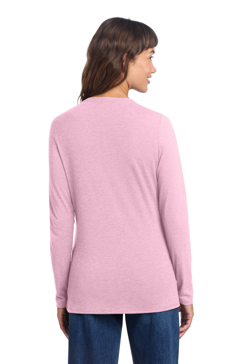 District Women's Perfect Tri Long Sleeve V-Neck Tee DT135 - Wisteria Heather - back