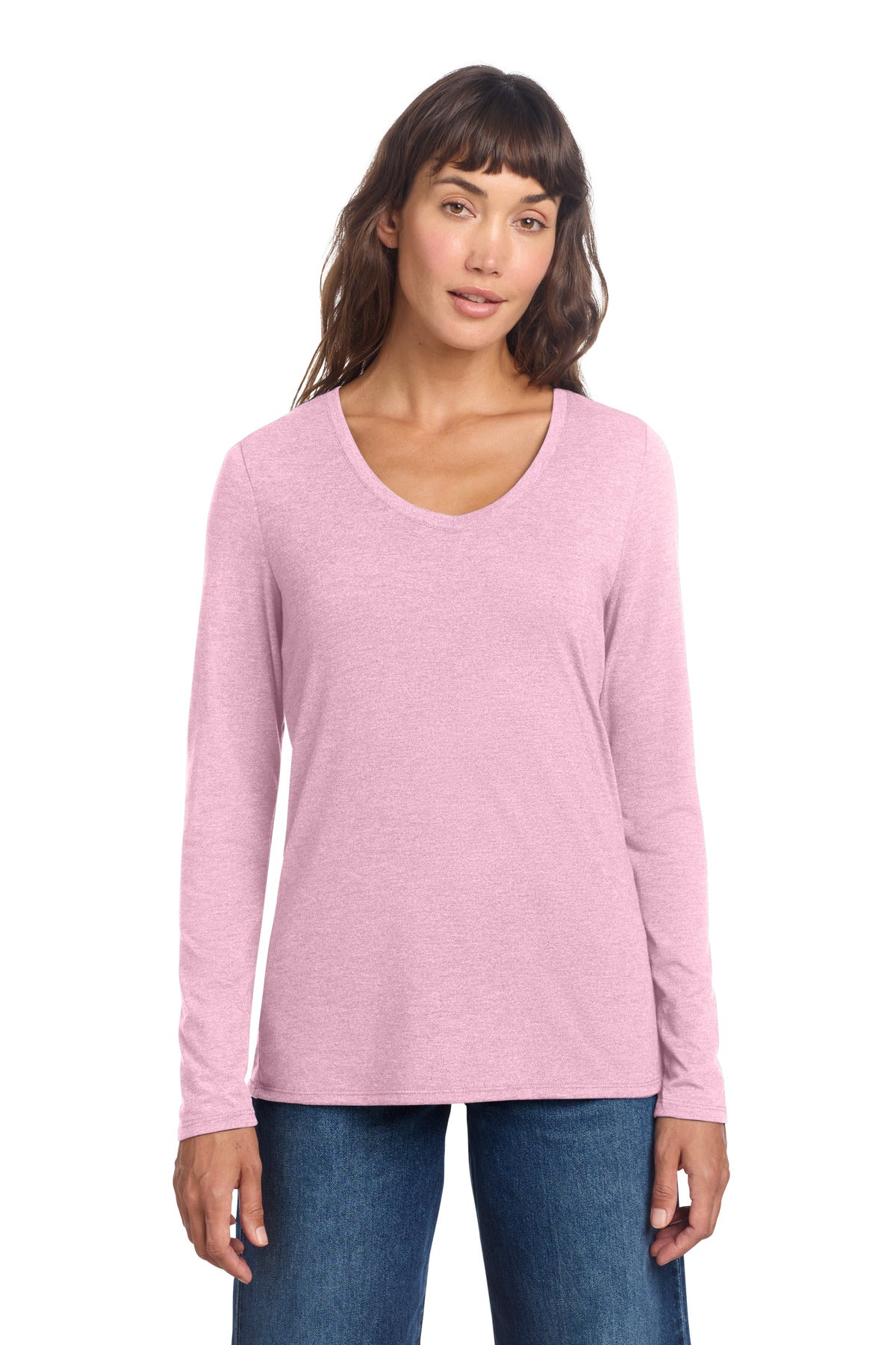 District Women's Perfect Tri Long Sleeve V-Neck Tee DT135 - Wisteria Heather - front