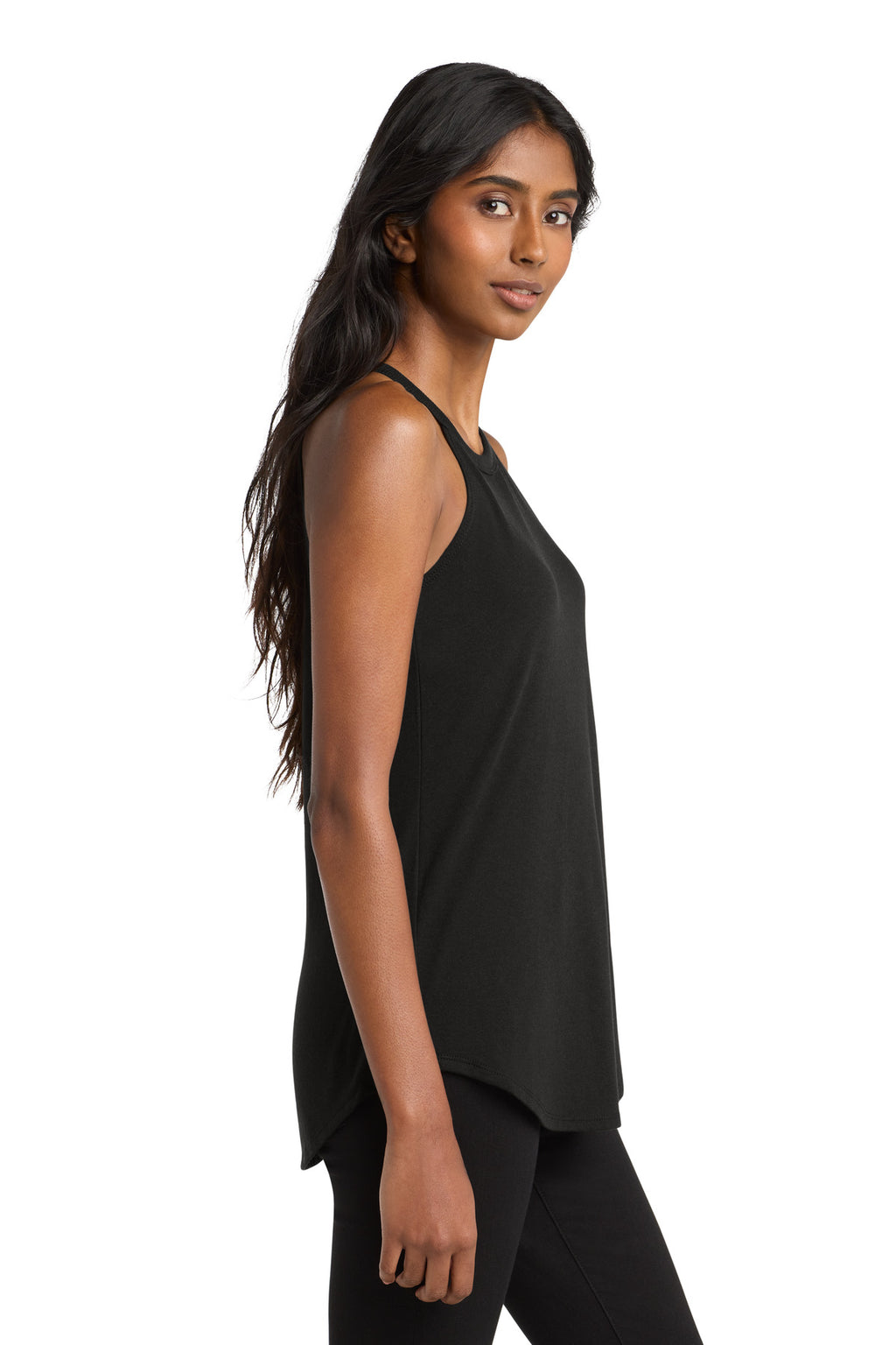 District Women's Perfect Tri Rocker Tank. DT137L - Black - side