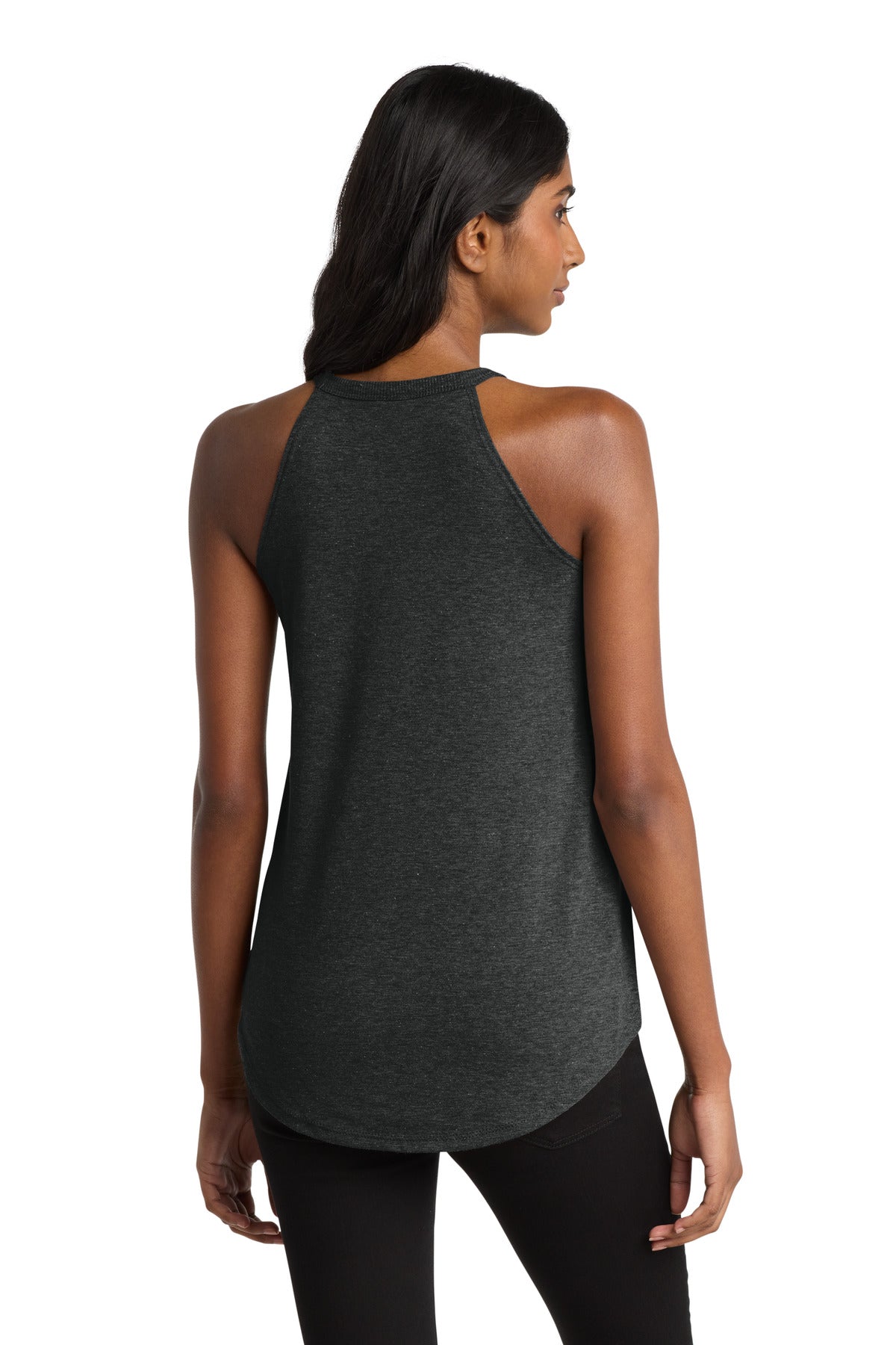 District Women's Perfect Tri Rocker Tank. DT137L - Black Frost - back