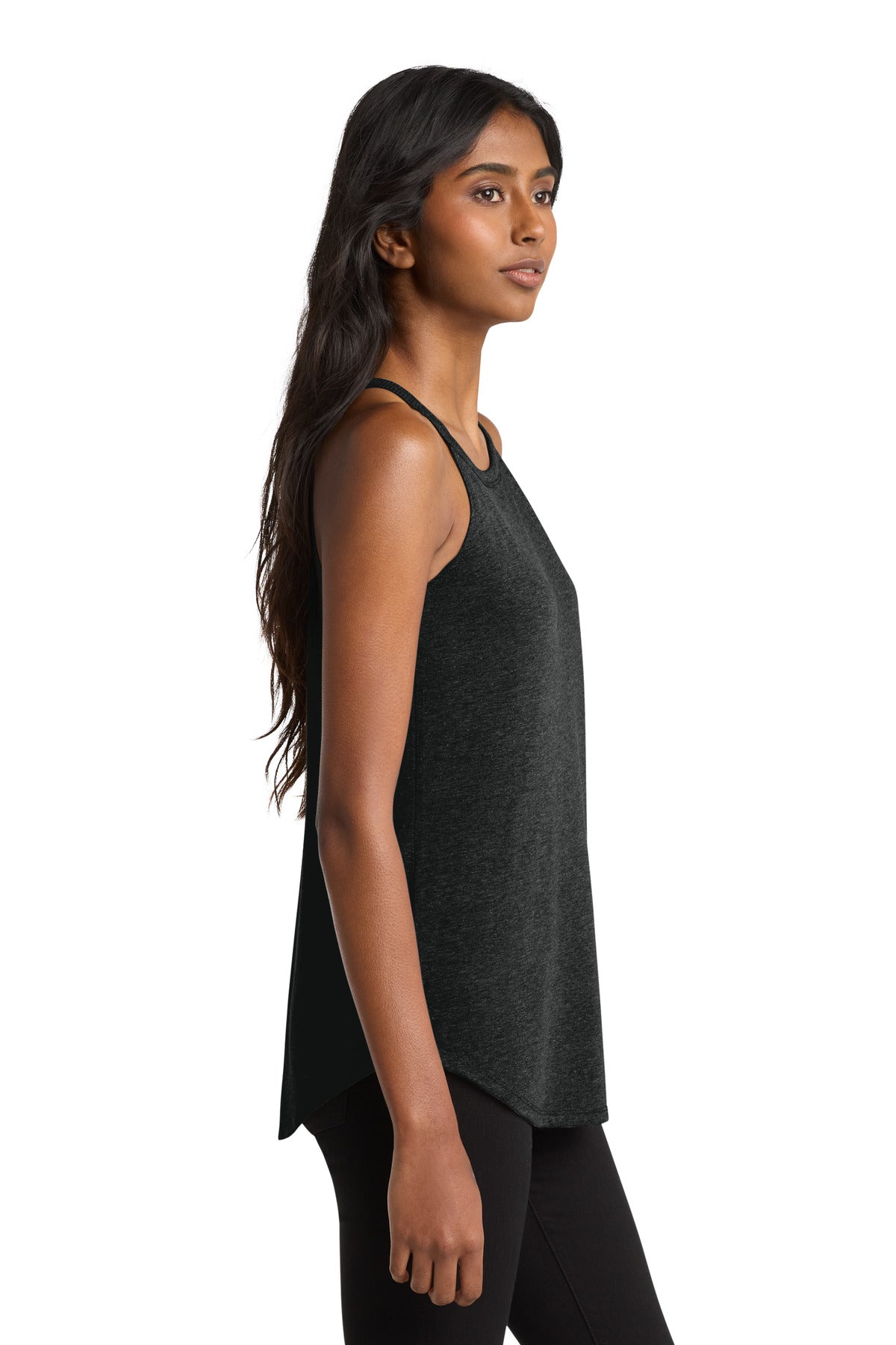District Women's Perfect Tri Rocker Tank. DT137L - Black Frost - side
