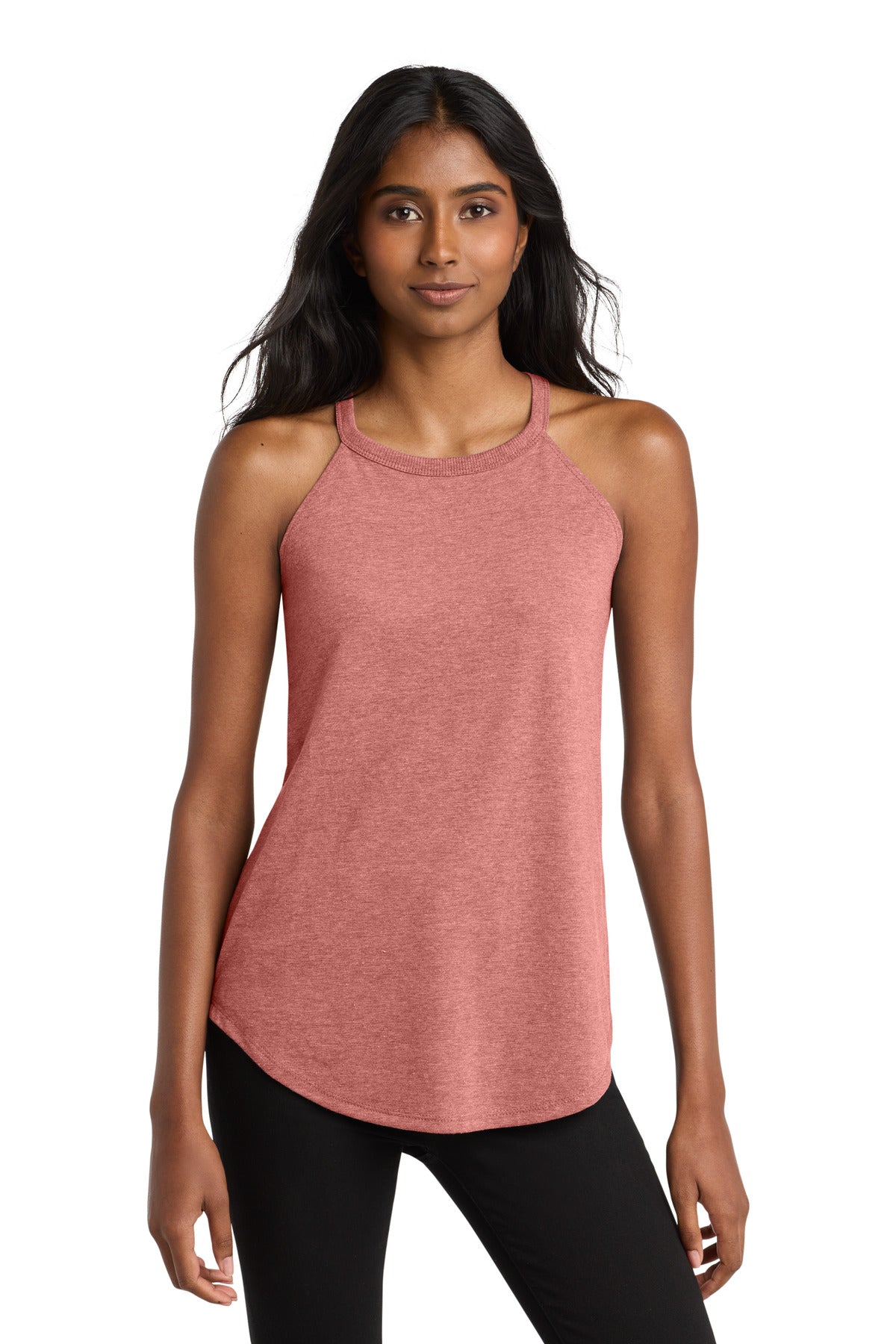 District Women's Perfect Tri Rocker Tank. DT137L - Blush Frost - front