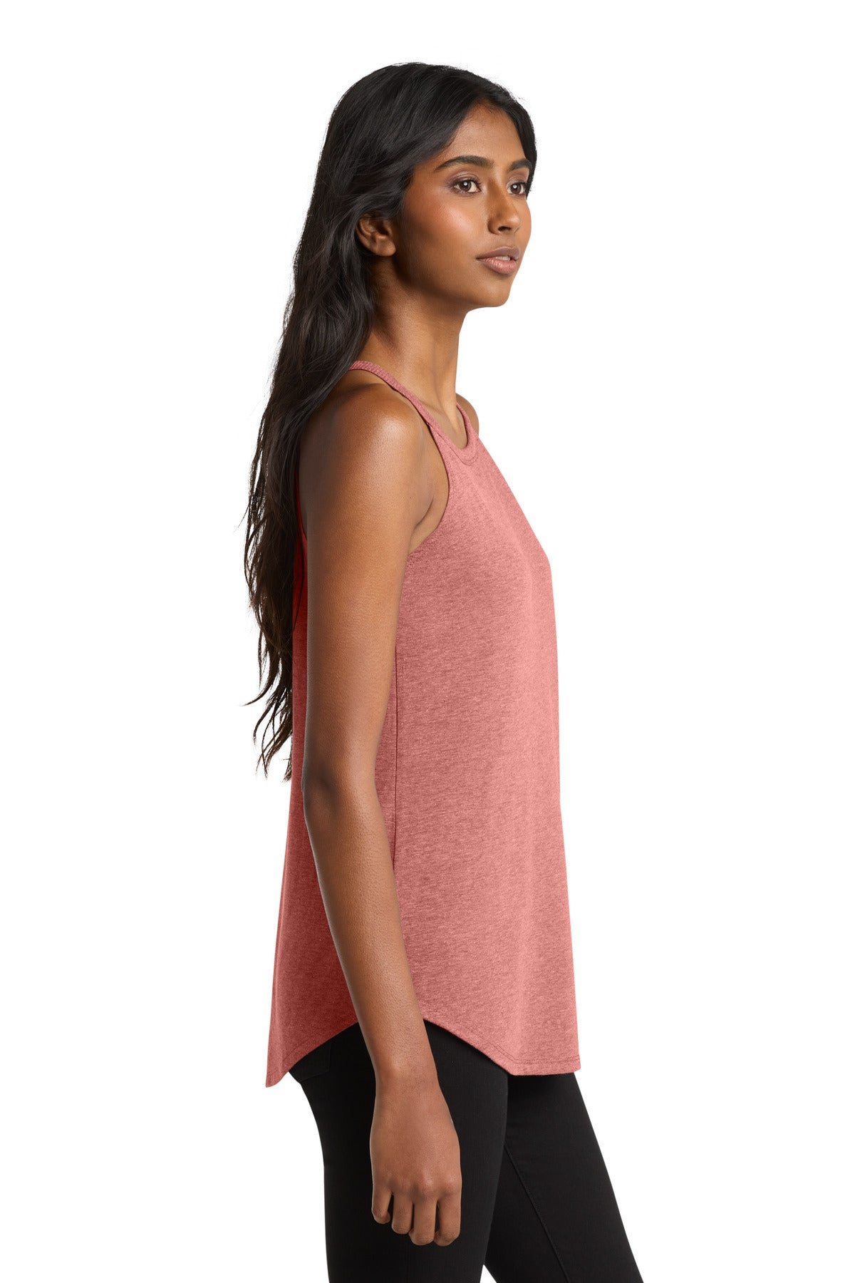 District Women's Perfect Tri Rocker Tank. DT137L - Blush Frost - side