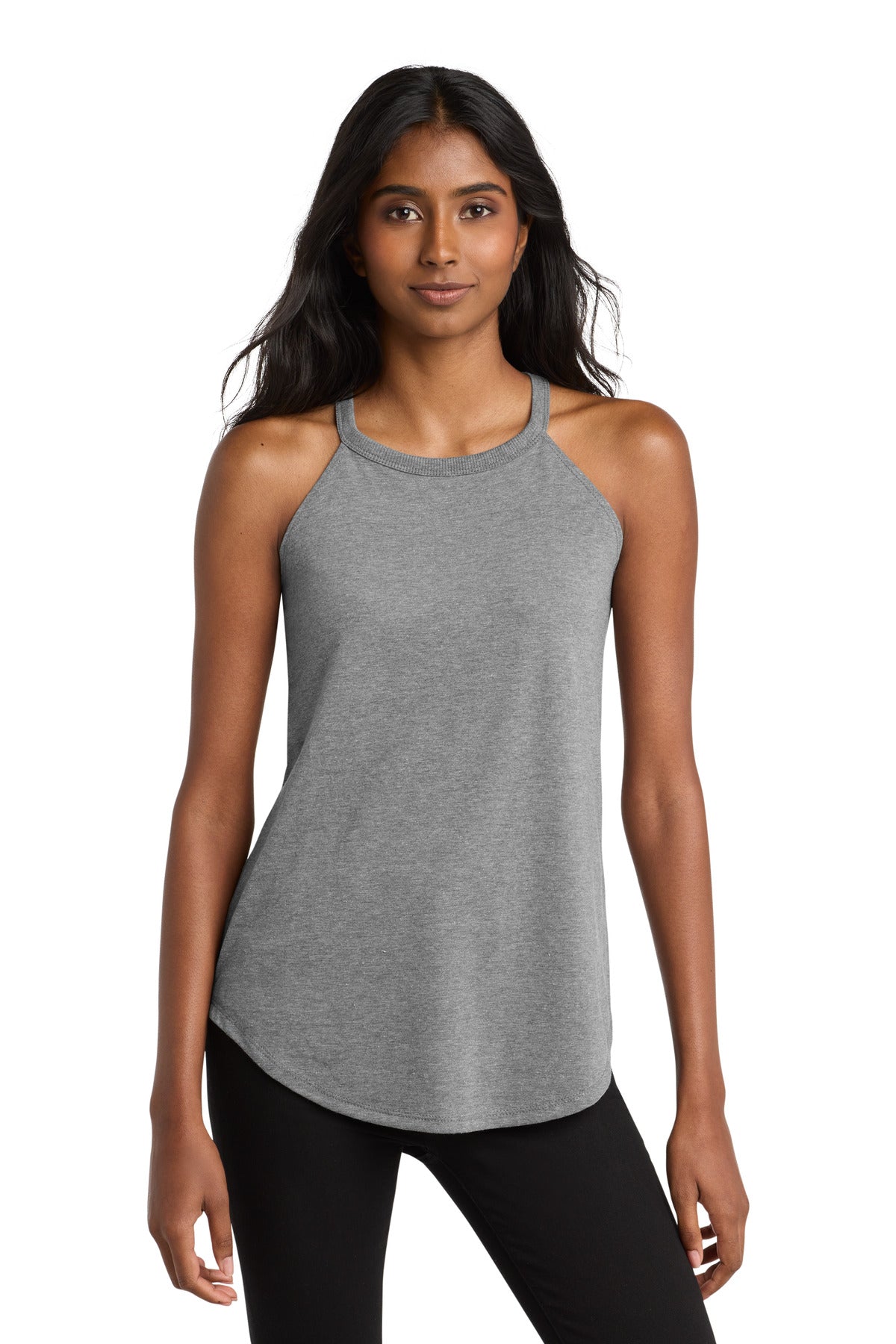 District Women's Perfect Tri Rocker Tank. DT137L - Grey Frost - front
