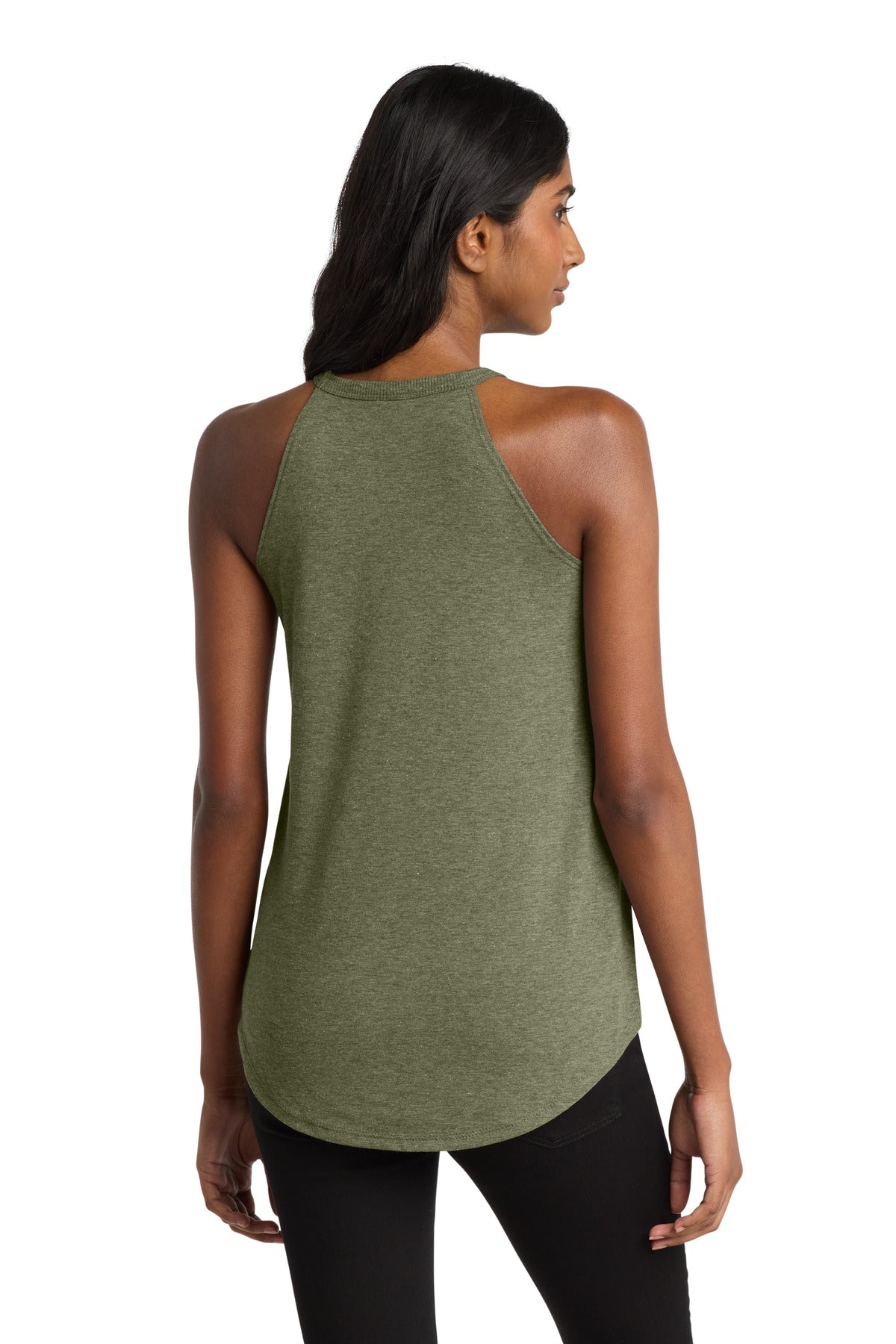 District Women's Perfect Tri Rocker Tank. DT137L - Military Green Frost - back