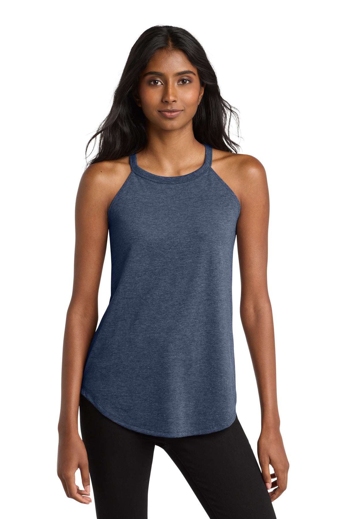 District Women's Perfect Tri Rocker Tank. DT137L - Navy Frost - front