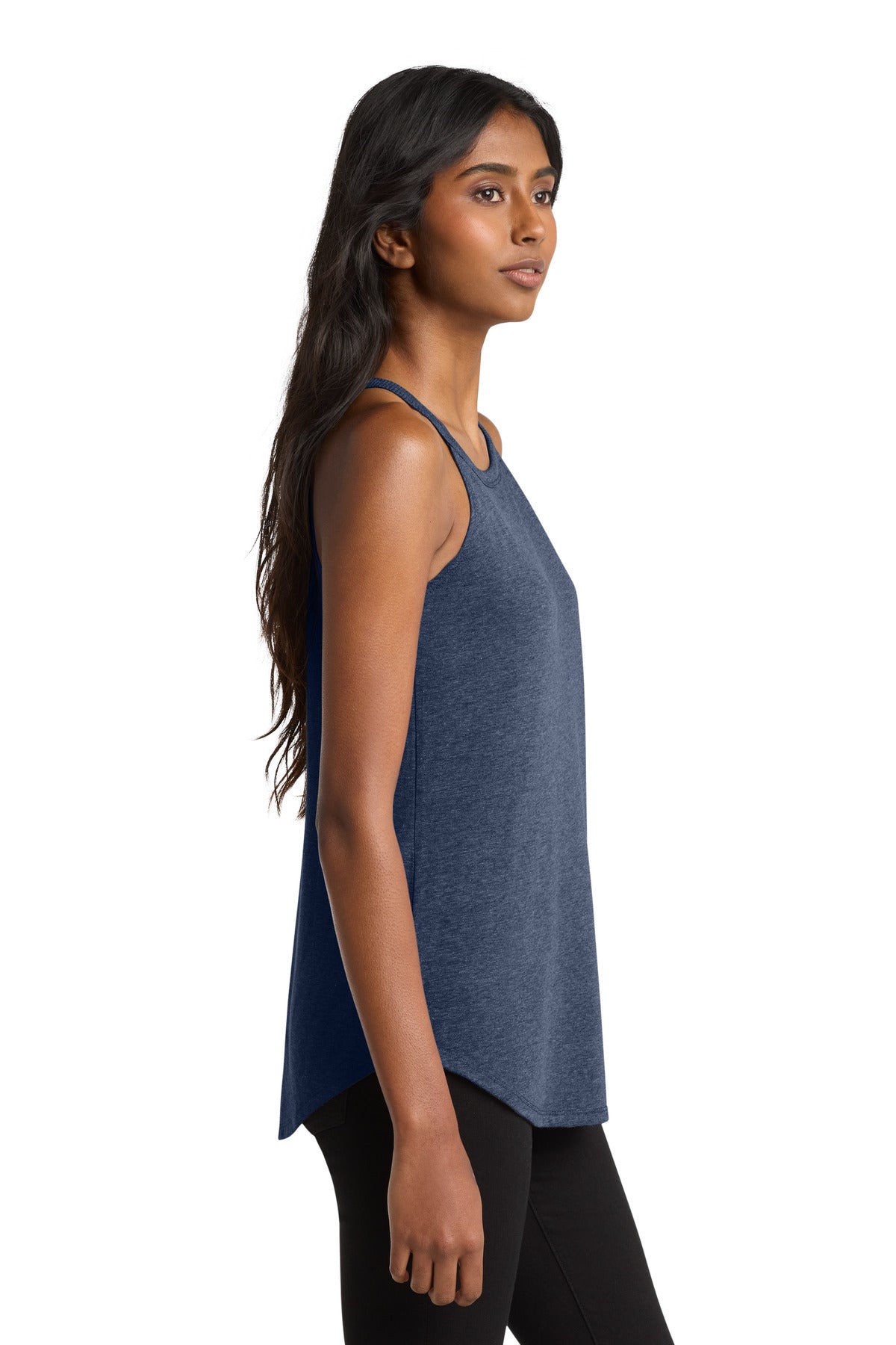 District Women's Perfect Tri Rocker Tank. DT137L - Navy Frost - side