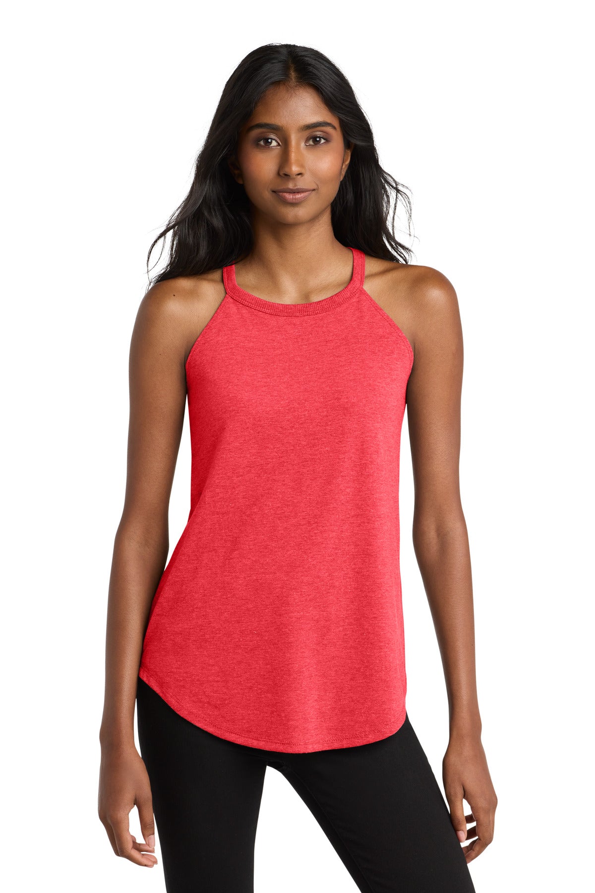 District Women's Perfect Tri Rocker Tank. DT137L - Red Frost - front