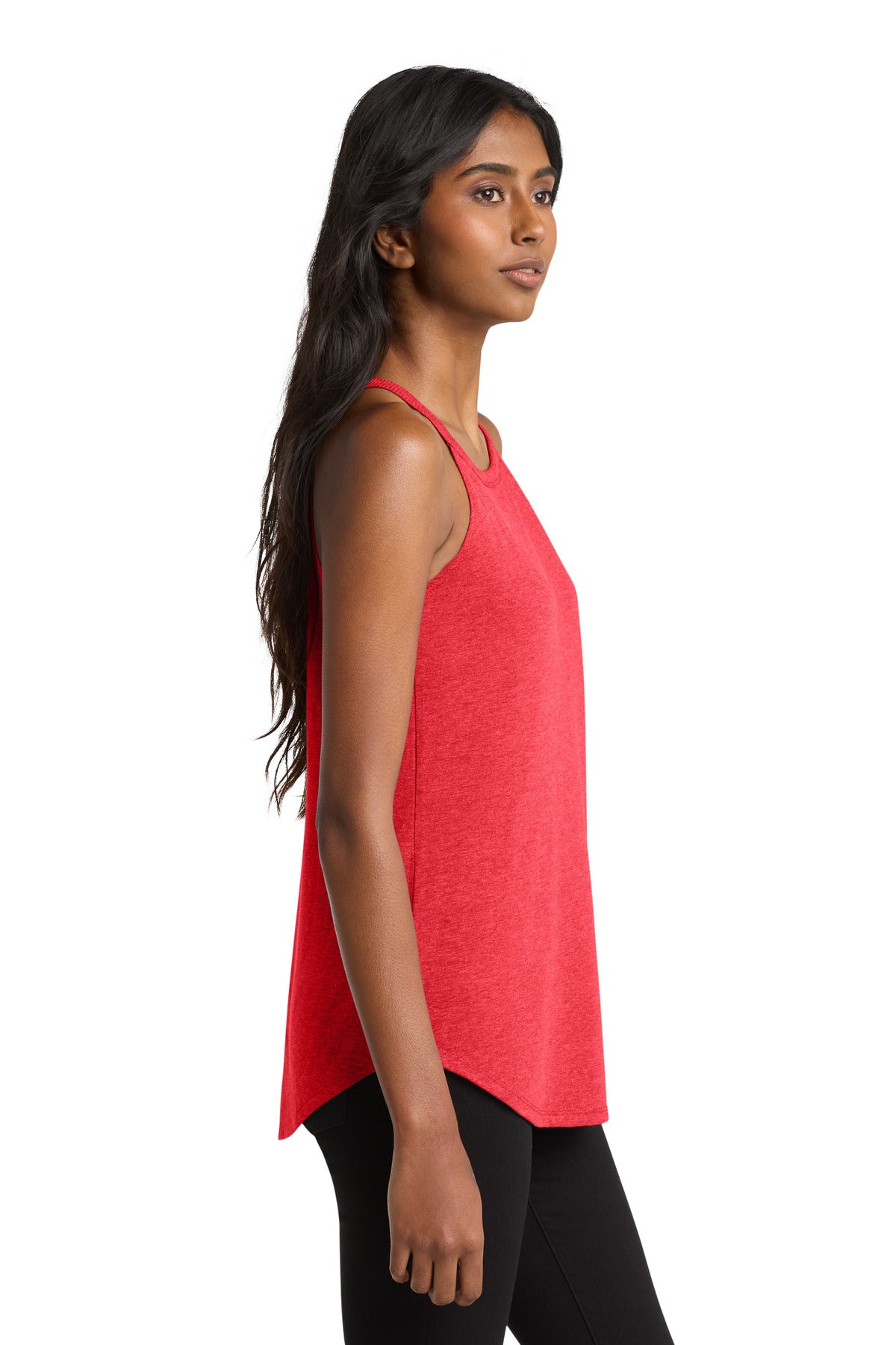 District Women's Perfect Tri Rocker Tank. DT137L - Red Frost - side
