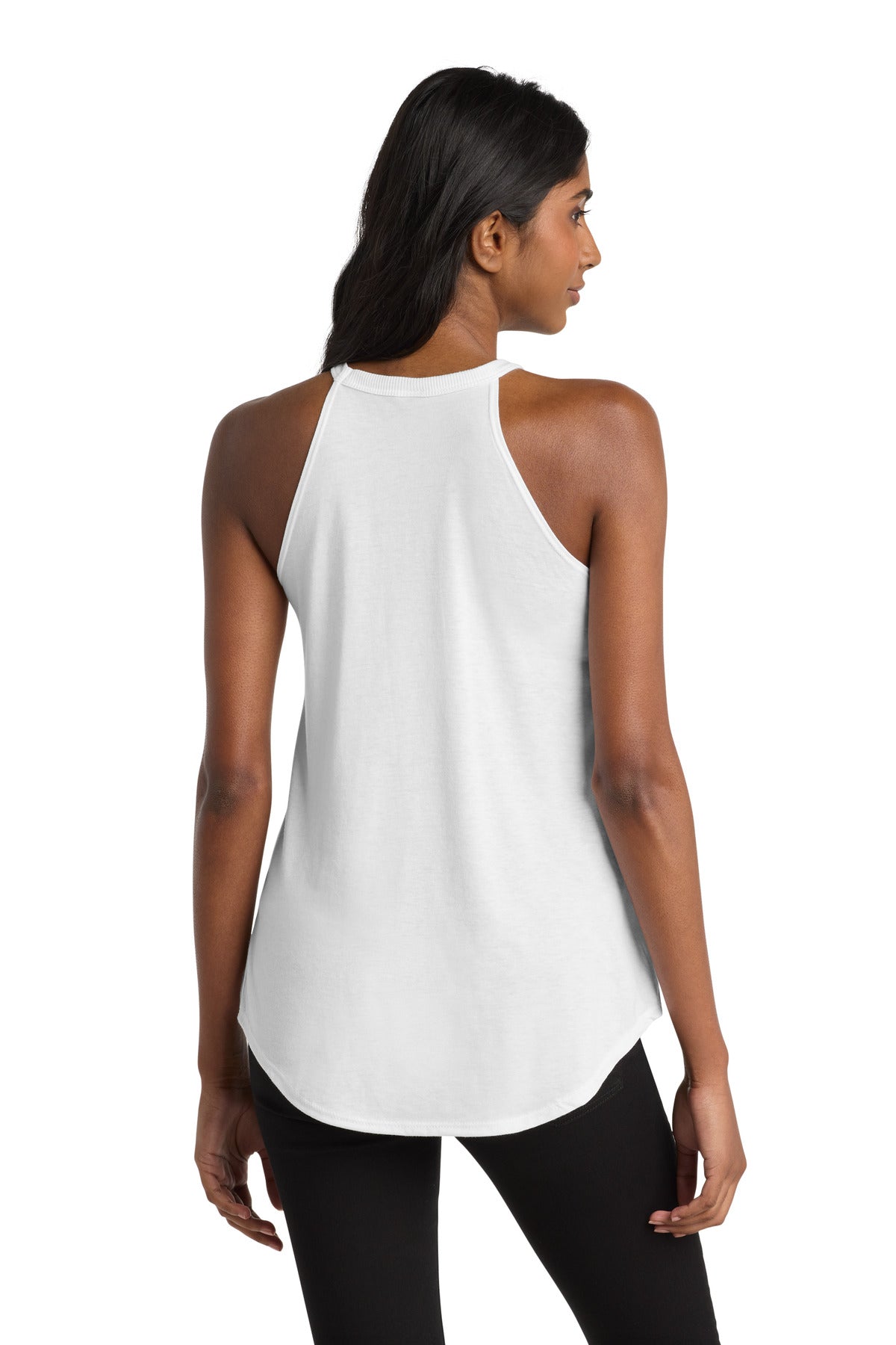 District Women's Perfect Tri Rocker Tank. DT137L - White - back