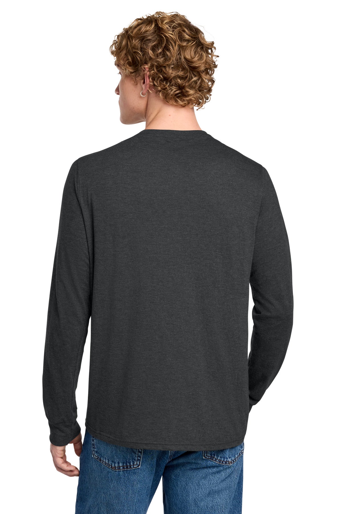District Perfect Tri Long Sleeve Henley DT145 - Black Frost - back