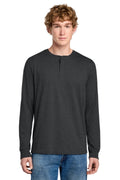 District Perfect Tri Long Sleeve Henley DT145 - Black Frost - front