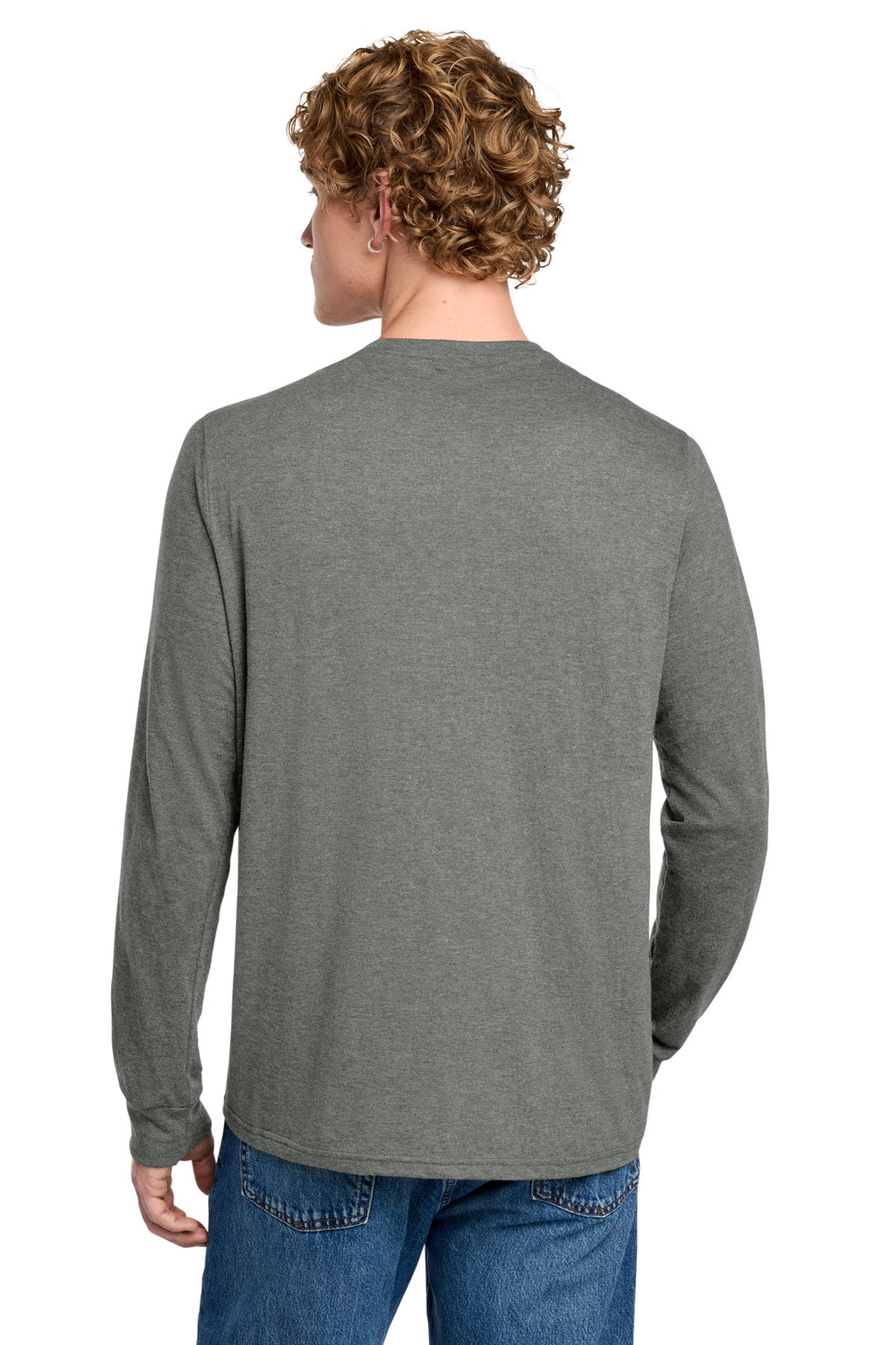District Perfect Tri Long Sleeve Henley DT145 - Heathered Charcoal - back