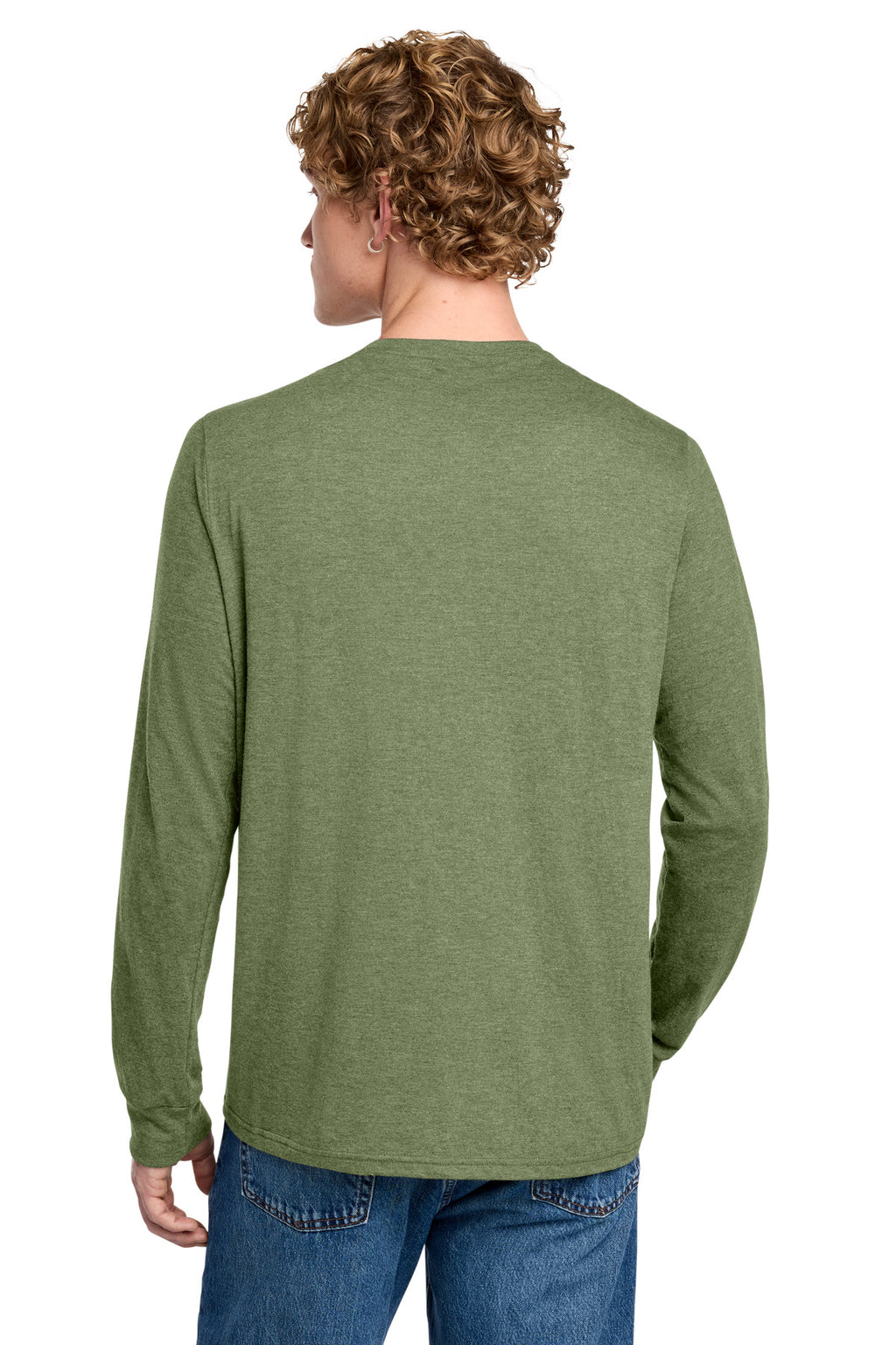 District Perfect Tri Long Sleeve Henley DT145 - Military Green Frost - back