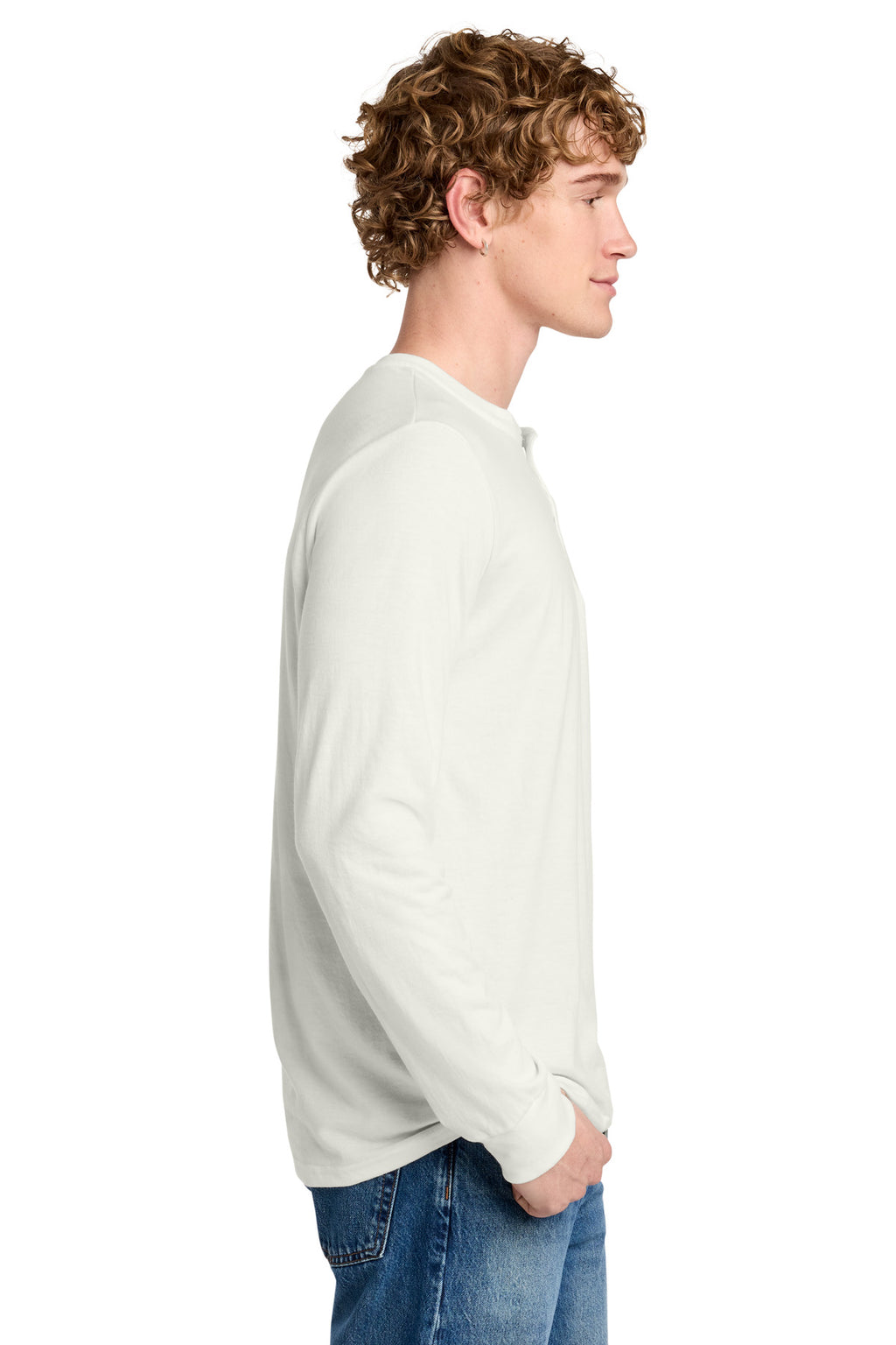 District Perfect Tri Long Sleeve Henley DT145 - Natural - side
