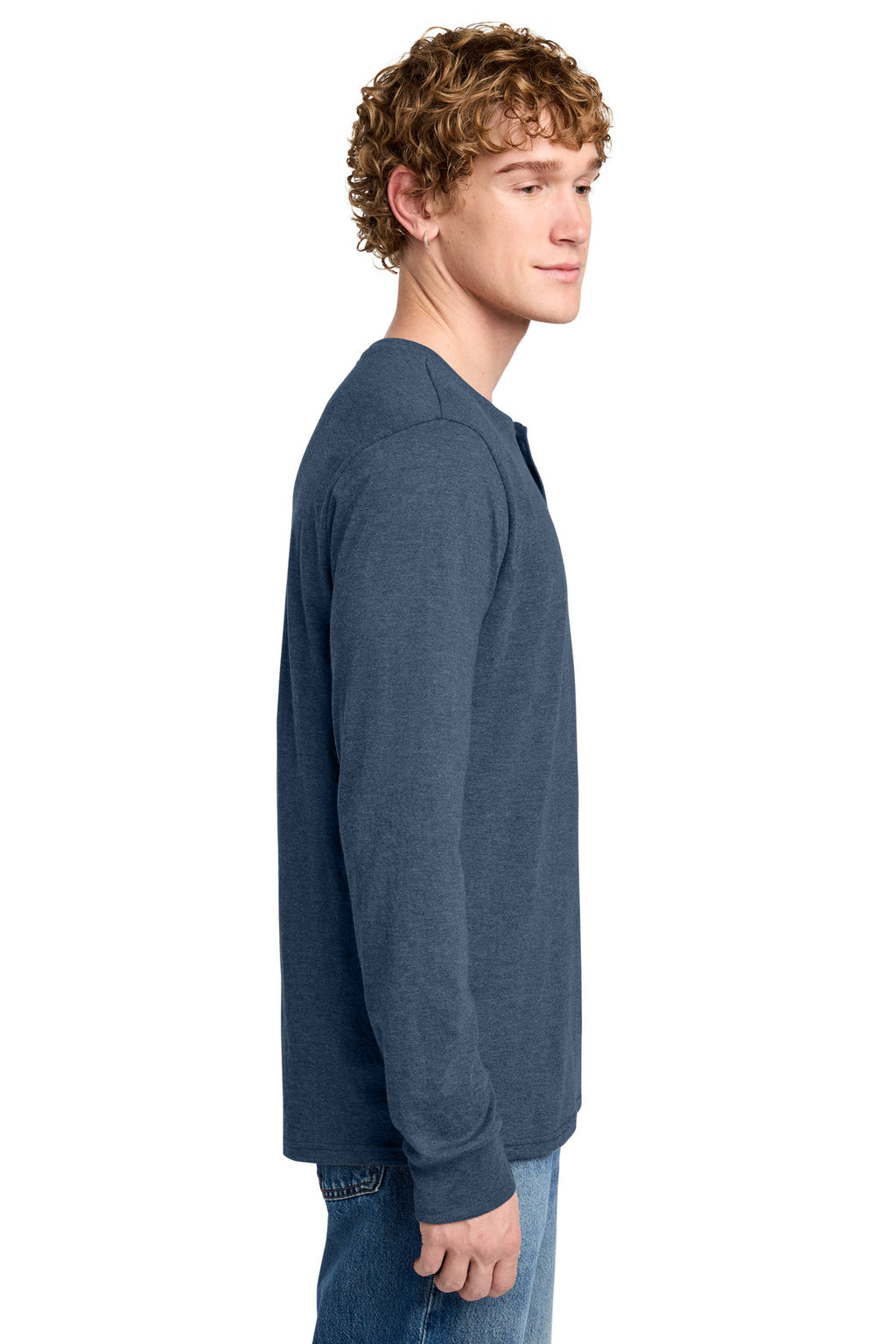 District Perfect Tri Long Sleeve Henley DT145 - Navy Frost - side