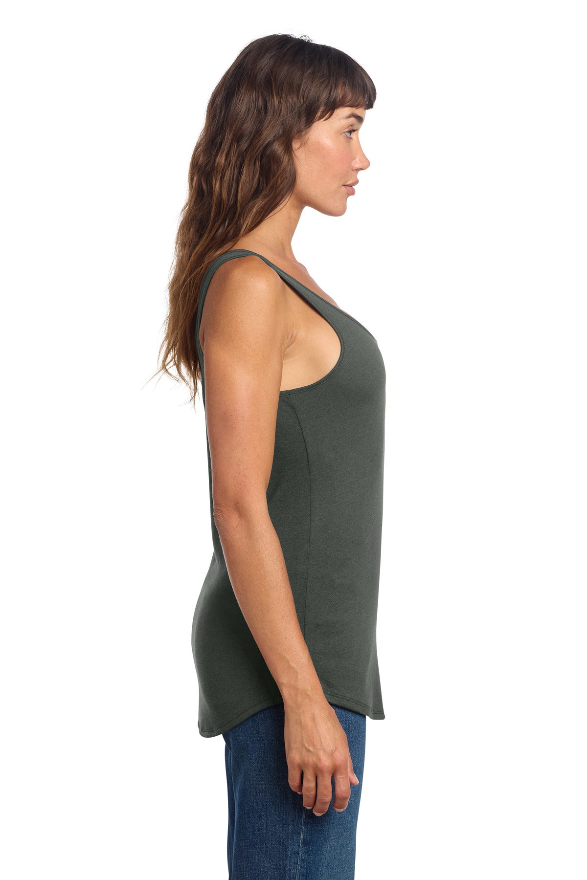 District Women's Perfect Tri Relaxed Tank DT151 - Deepest Grey - side