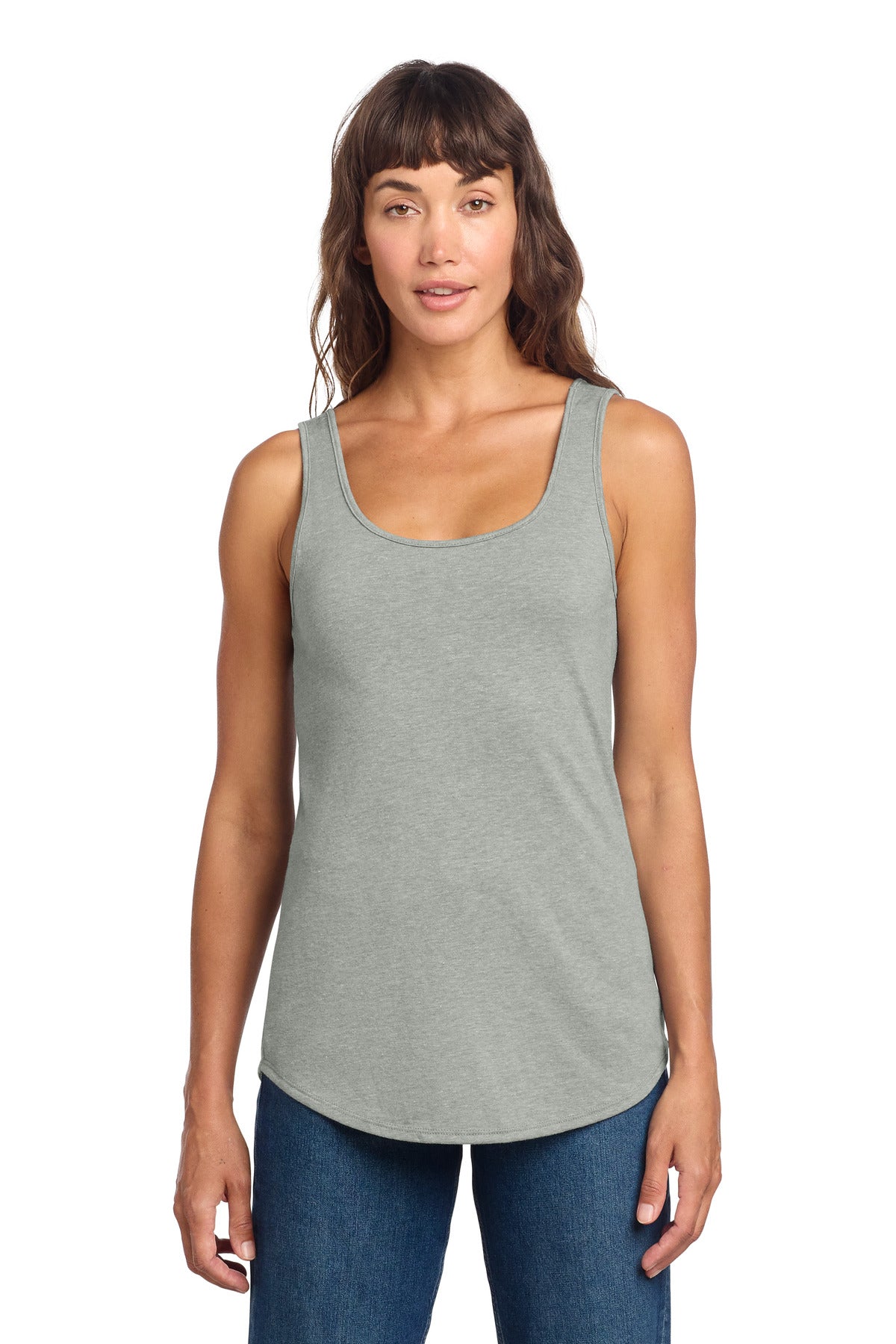 District Women's Perfect Tri Relaxed Tank DT151 - Heathered Grey - front