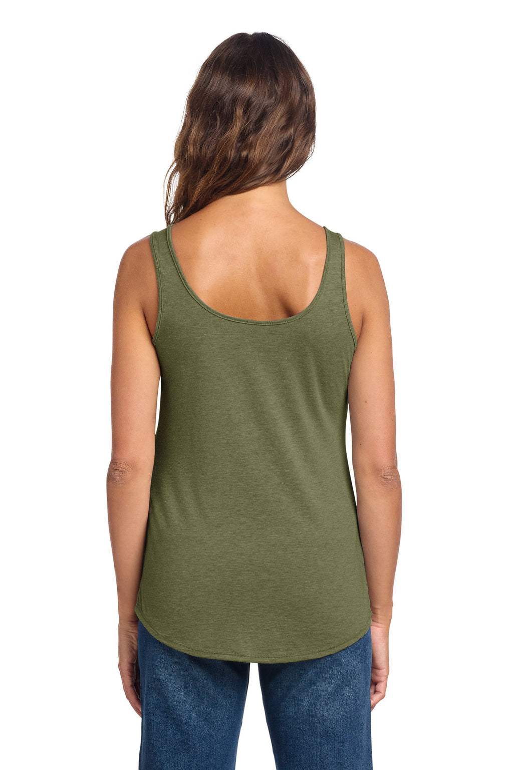 District Women's Perfect Tri Relaxed Tank DT151 - Military Green Frost - back