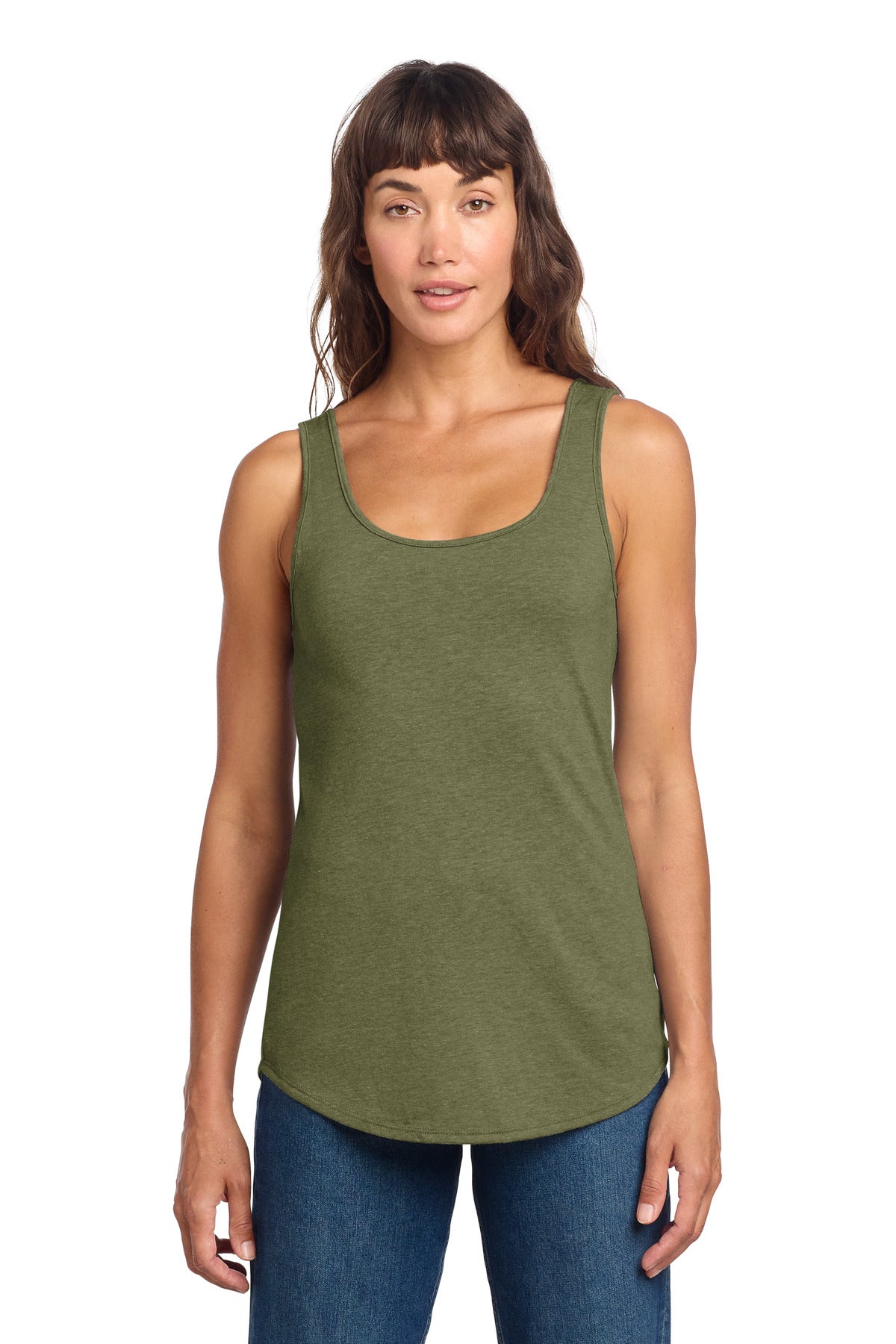 District Women's Perfect Tri Relaxed Tank DT151 - Military Green Frost - front