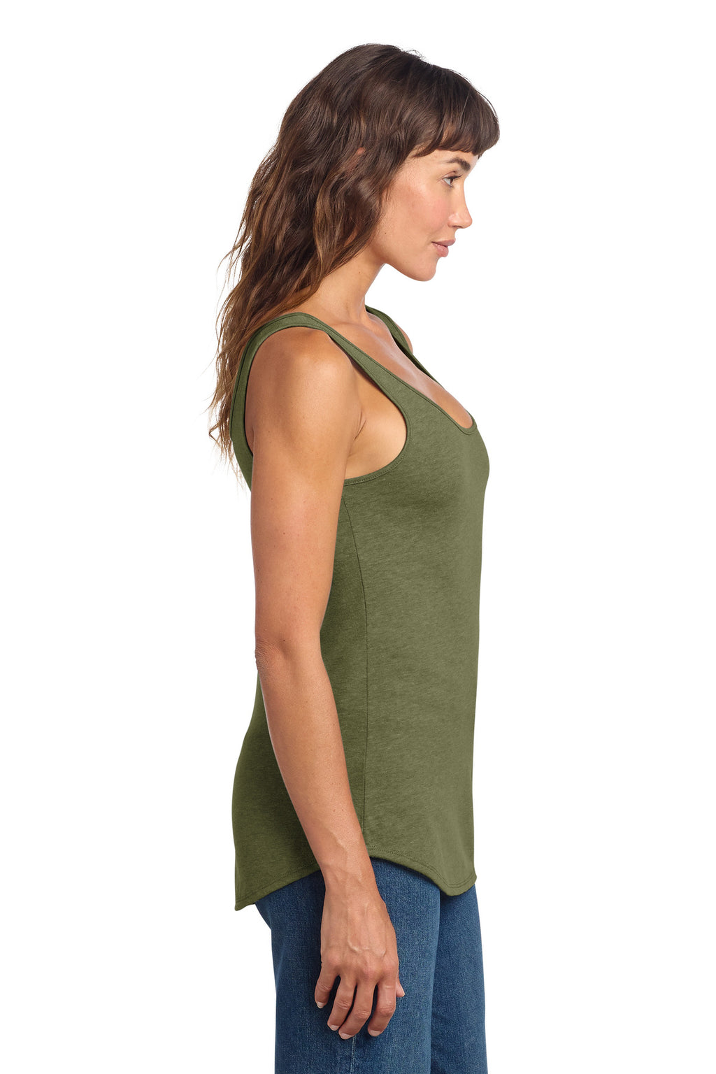 District Women's Perfect Tri Relaxed Tank DT151 - Military Green Frost - side