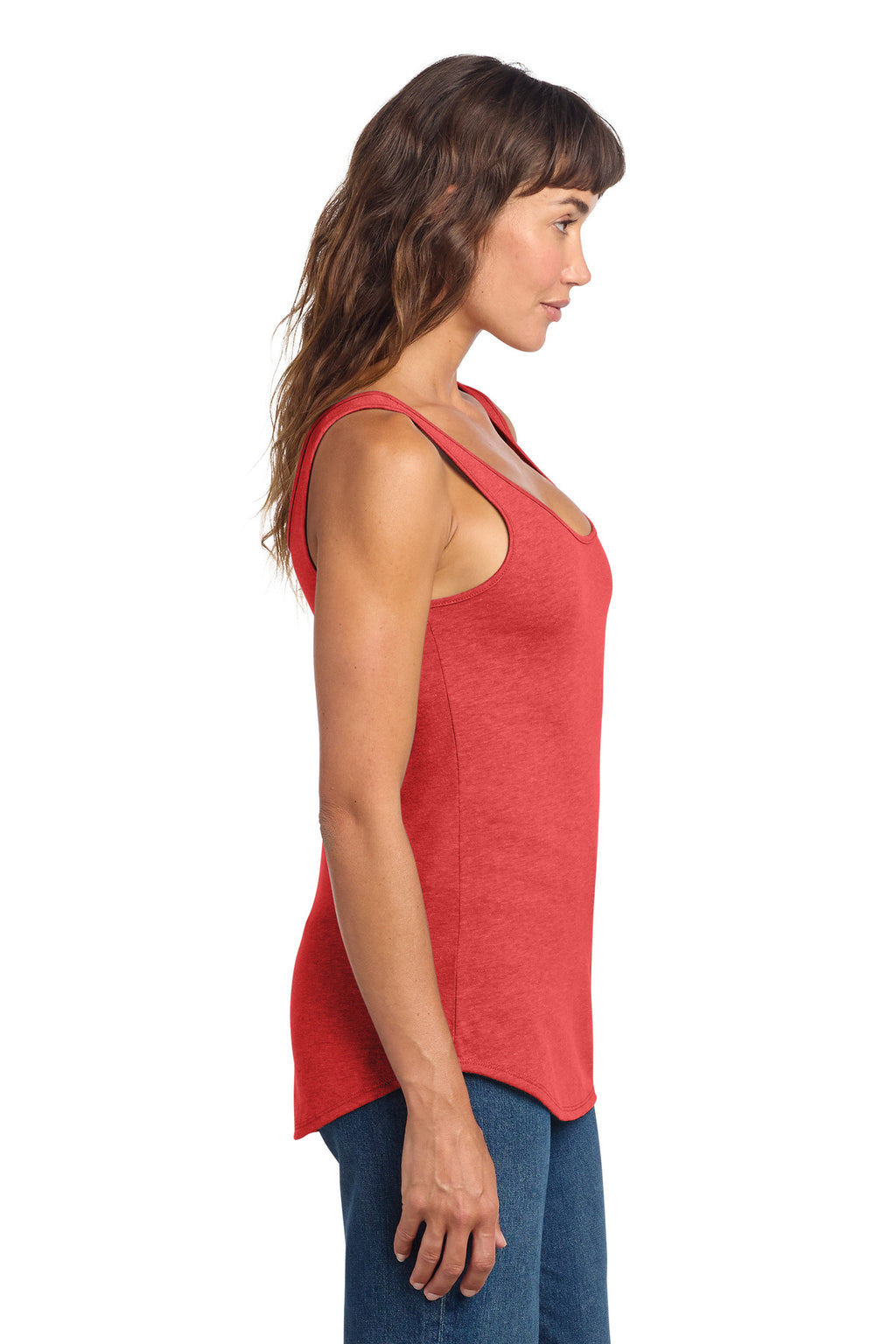 District Women's Perfect Tri Relaxed Tank DT151 - Red Frost - side