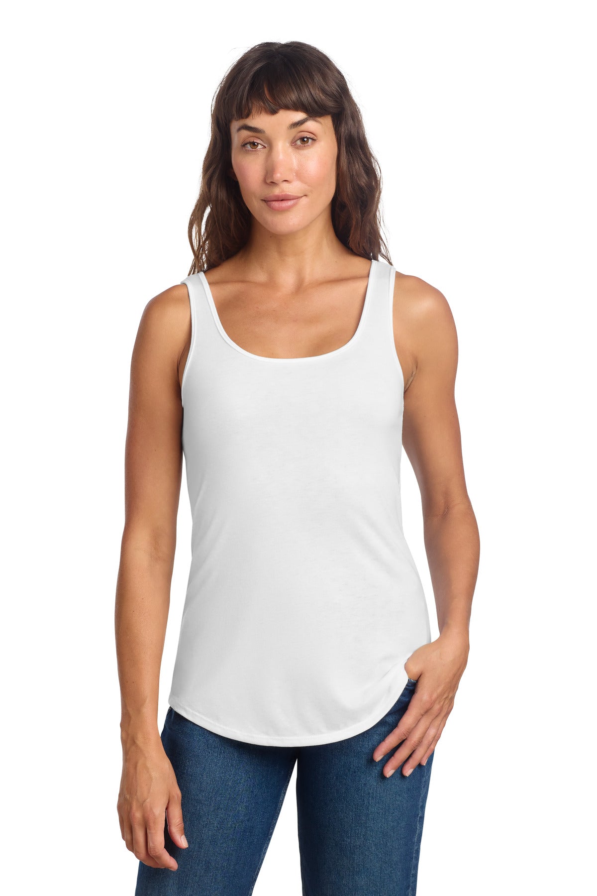 District Women's Perfect Tri Relaxed Tank DT151 - White - front