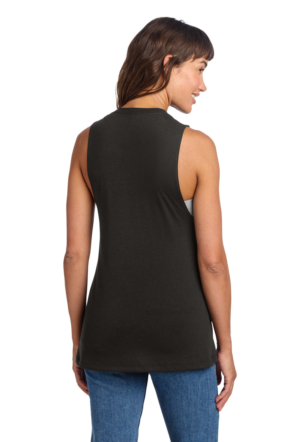 District Women's Perfect Tri Muscle Tank DT153 - Black - back