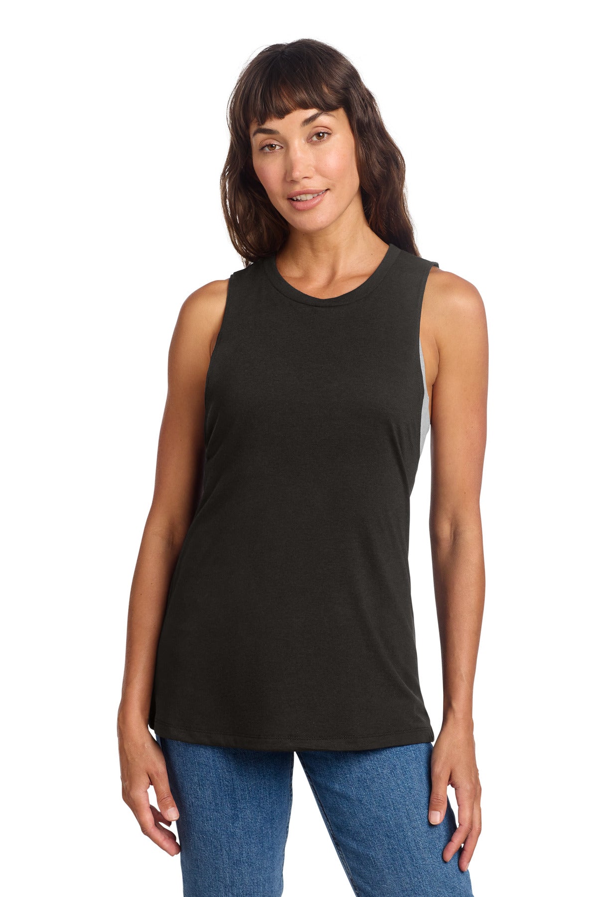 District Women's Perfect Tri Muscle Tank DT153 - Black - front
