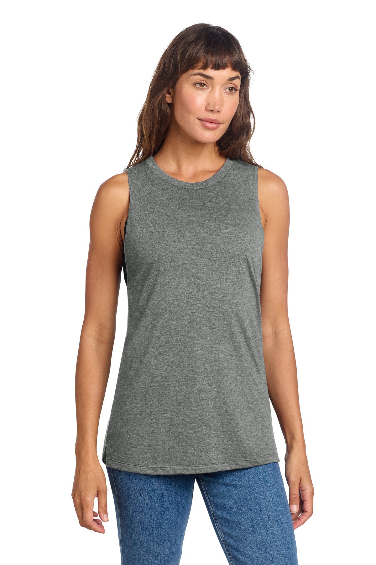 District Women's Perfect Tri Muscle Tank DT153 - Heathered Charcoal - front