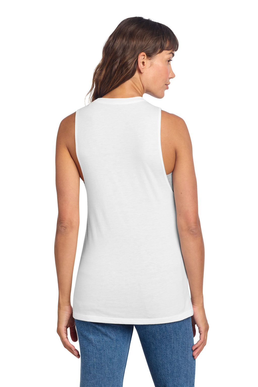 District Women's Perfect Tri Muscle Tank DT153 - White - back