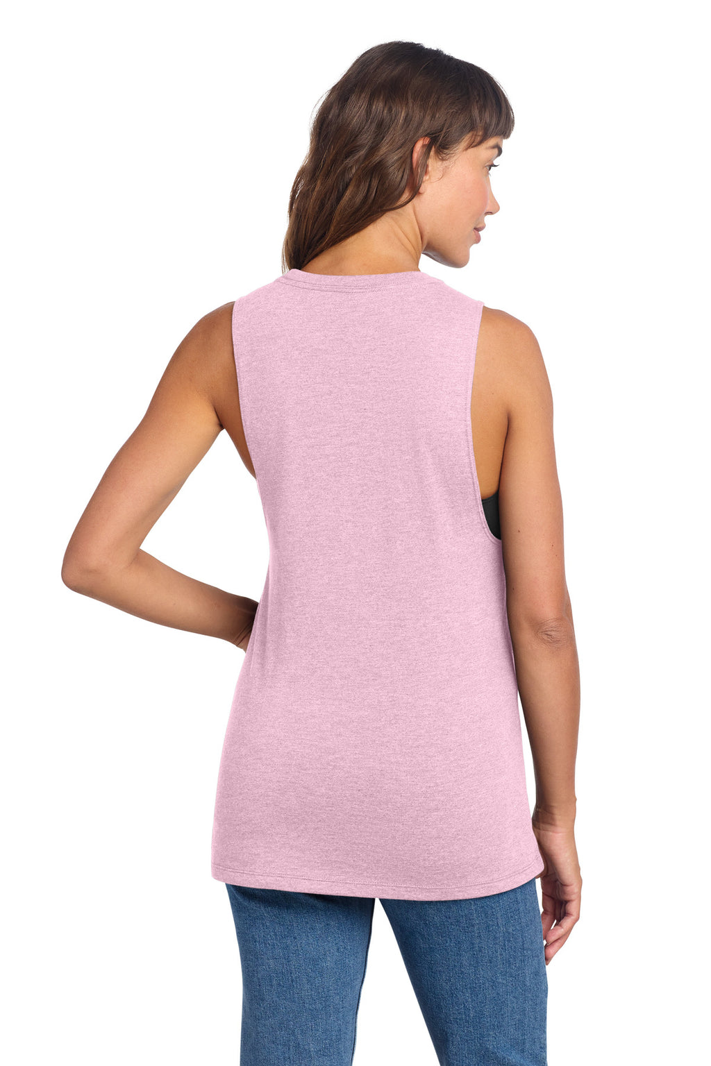 District Women's Perfect Tri Muscle Tank DT153 - Wisteria Heather - back