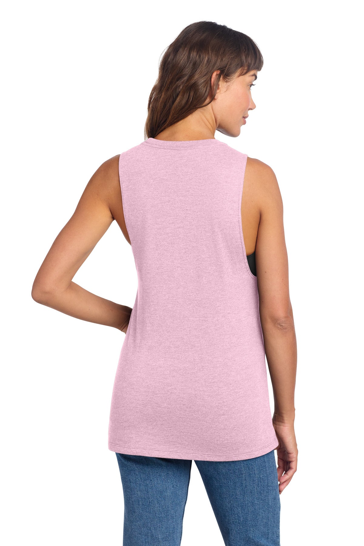 District Women's Perfect Tri Muscle Tank DT153 - Wisteria Heather - back