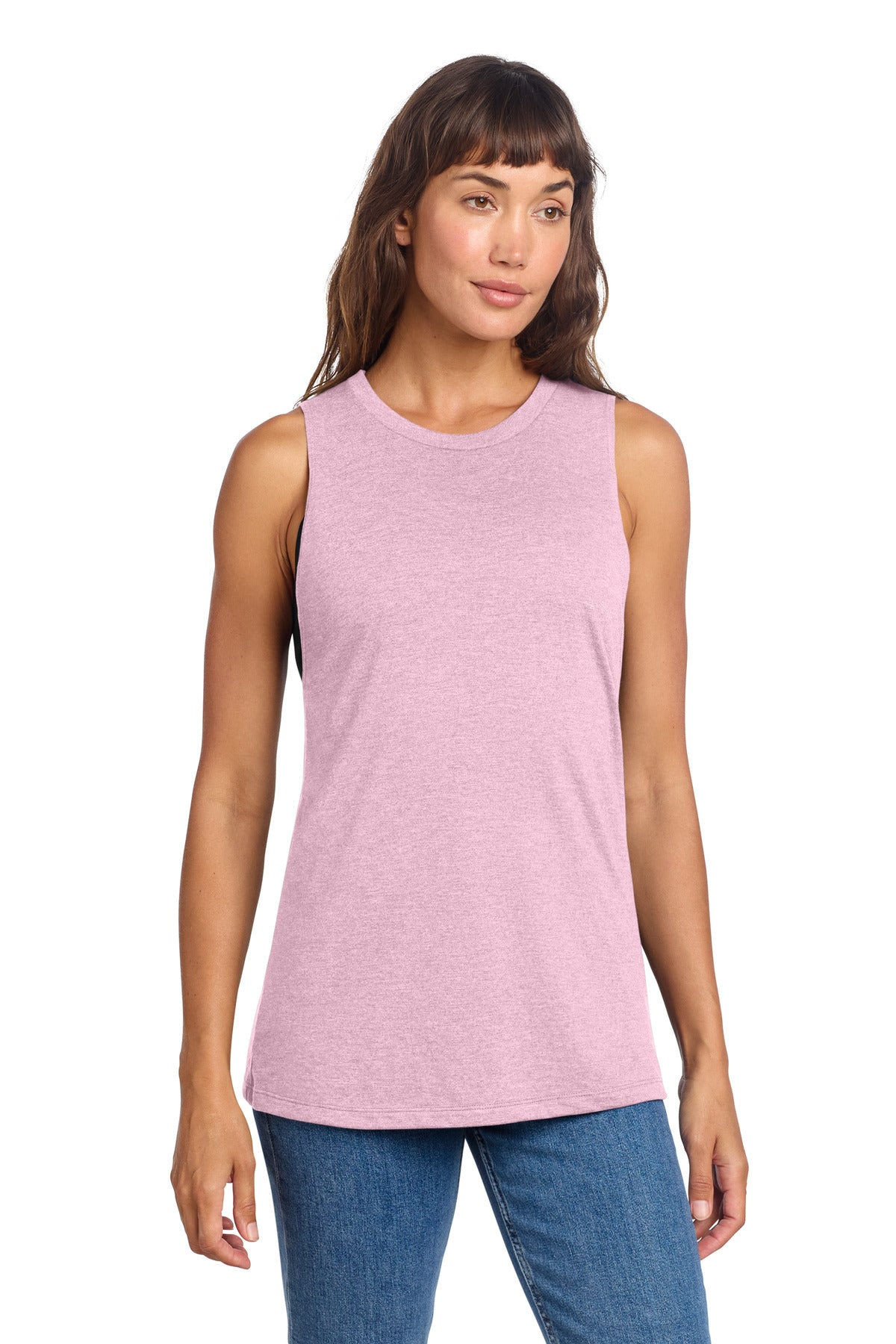 District Women's Perfect Tri Muscle Tank DT153 - Wisteria Heather - front