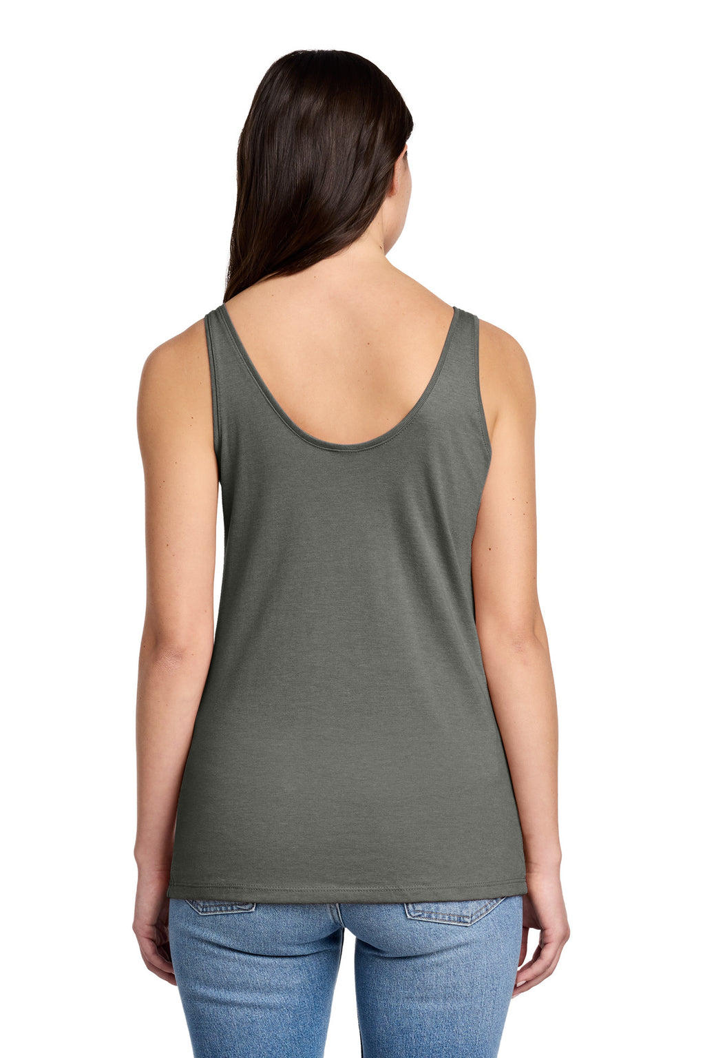 District Women's Perfect Blend CVC V-Neck Tank DT154 - Heathered Charcoal - back