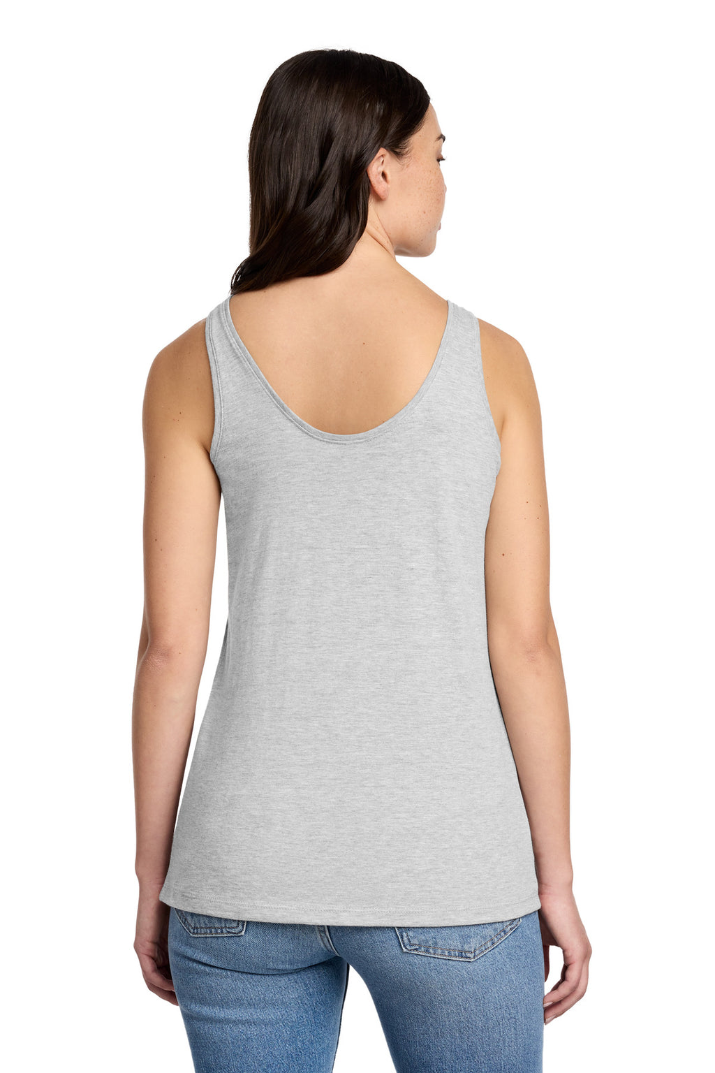 District Women's Perfect Blend CVC V-Neck Tank DT154 - Light Heather Grey - back